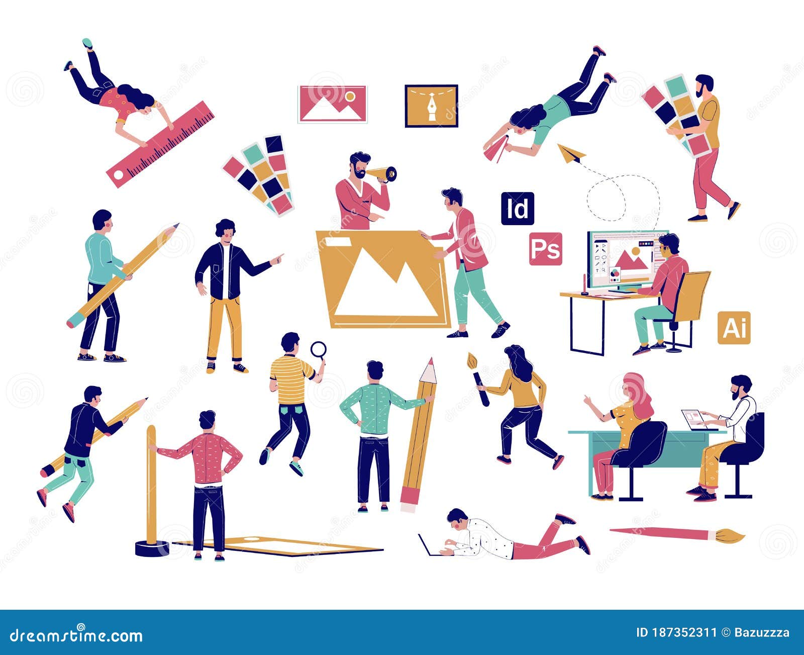 picture Flat Graphic Designer Illustration dreamstime com