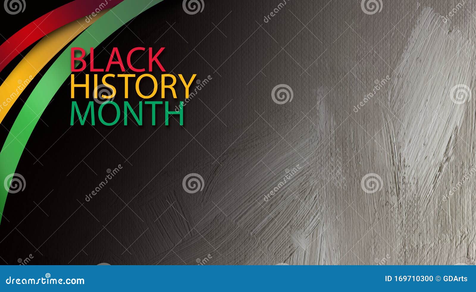 black history month title treatment with ribbons graphic background