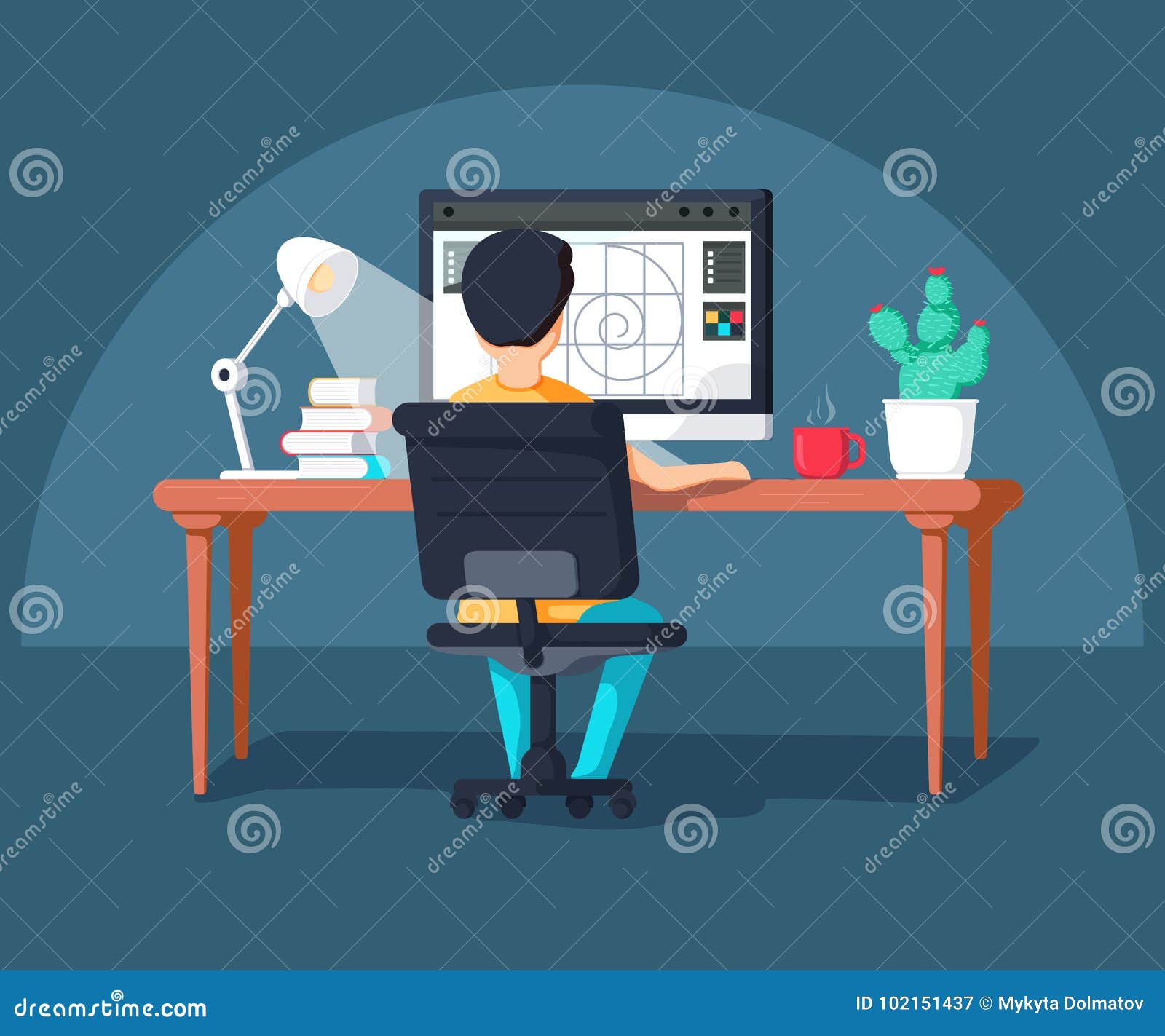 pics Flat Graphic Designer Illustration https www dreamstime com graphic design professional middle workflow back view cool flat illustration creative specialist work man image102151437