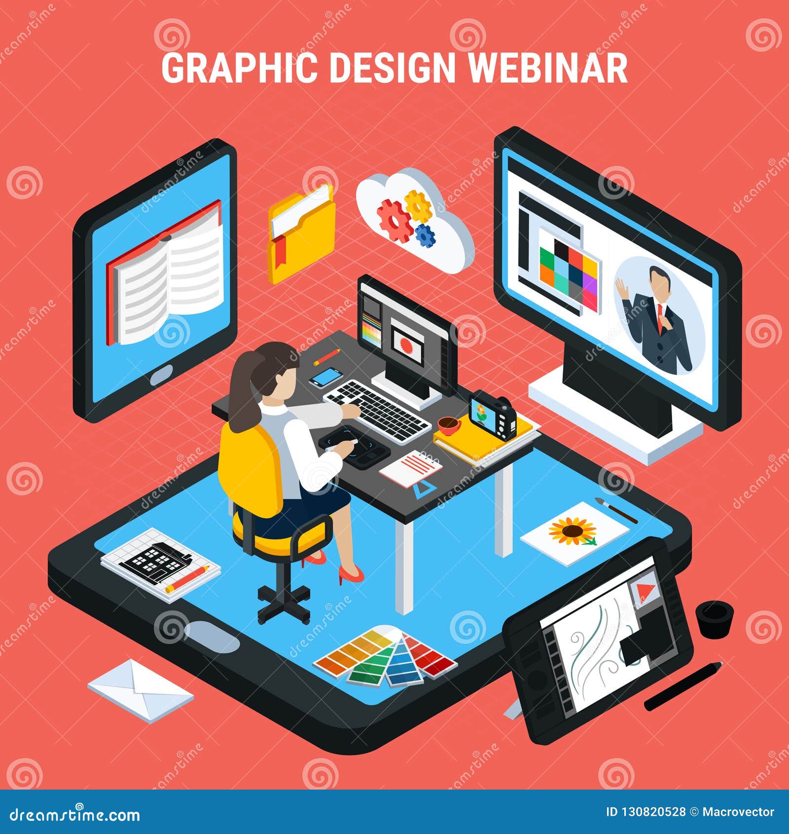 Graphic Design Webinar Concept Stock Vector - Illustration of creative