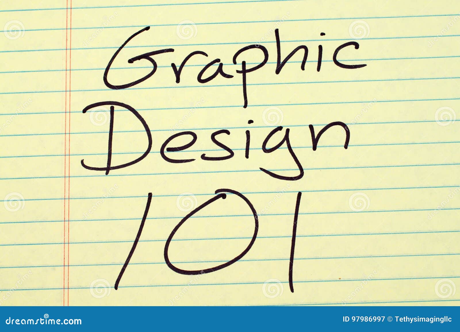 Graphic Design 101 on a Yellow Legal Pad Stock Image Image of commercial, educational 97986997