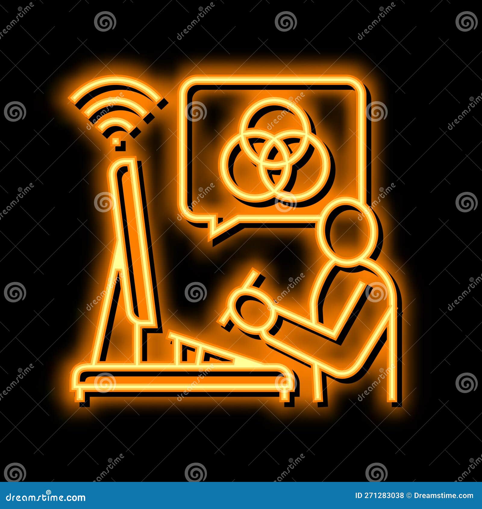 Graphic Designer Freelance Neon Glow Icon Illustration Stock Vector