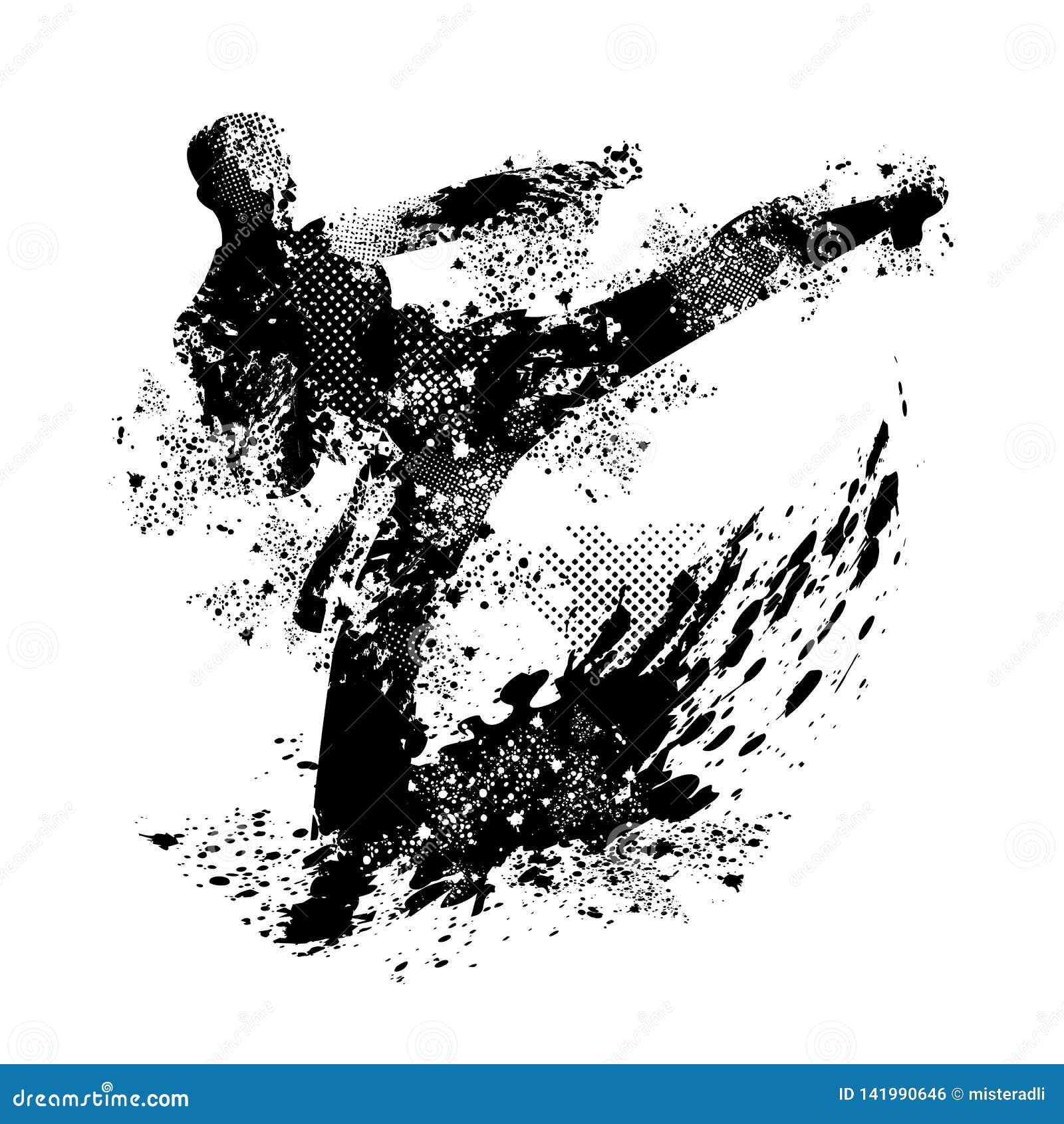 grunge karate kick  and png transparency