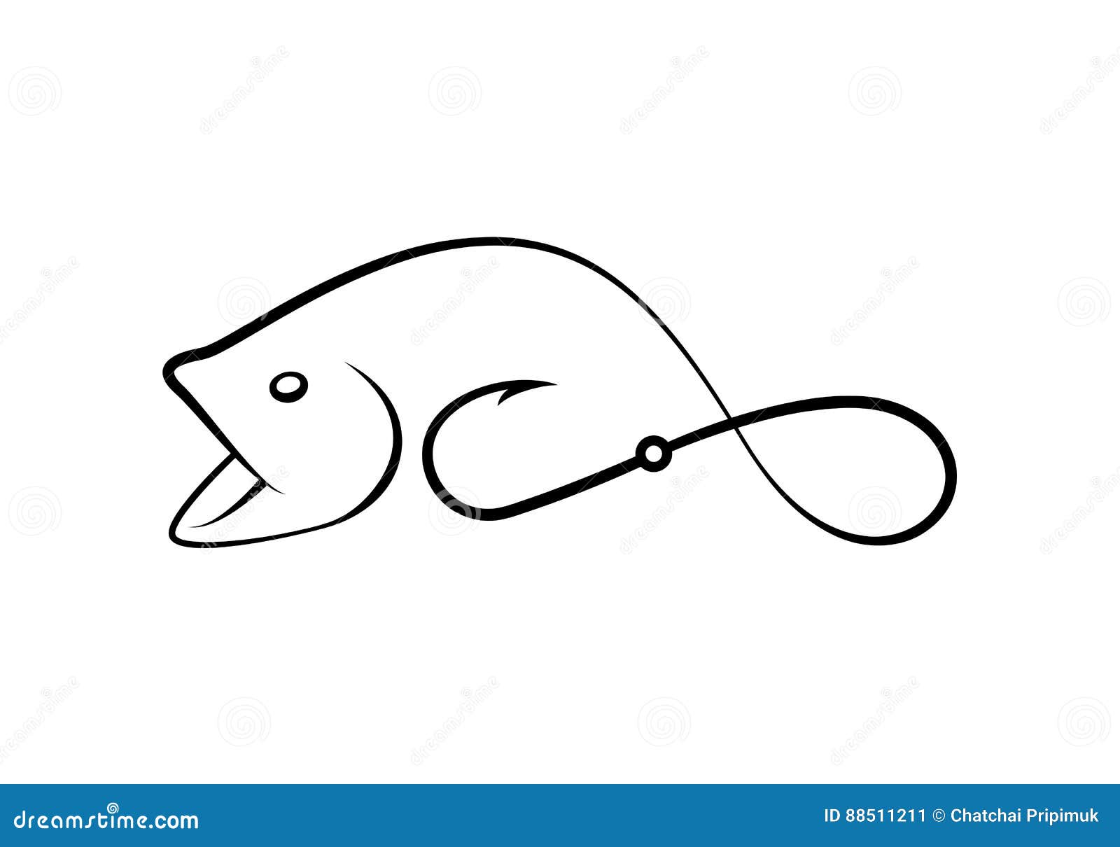 Graphic Fishing Hook, Vector Stock Vector - Illustration of line