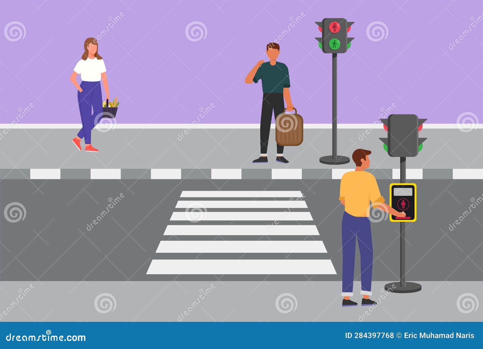 Premium Vector | Crosswalk accident with pedestrian. man with smartphone  and headphones crossing road on red traffic lights. road safety. car  vehicle accident d… | Traffic signal, Road safety, Red traffic light