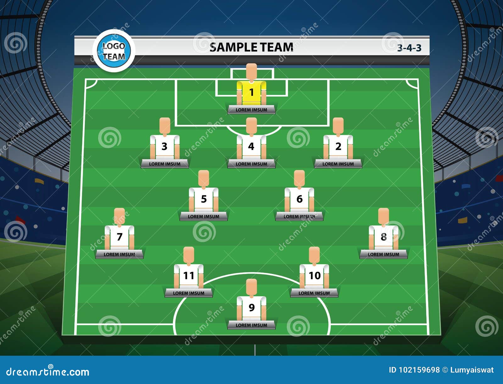 Graphic Football Team Starting Lineup Squad Stock Vector - Illustration of  design, lineup: 102159698