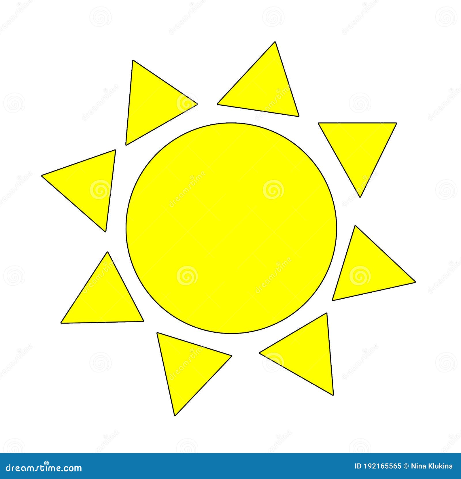 Graphic Geometric Image of the Sun on a White Background Stock Illustration Illustration of
