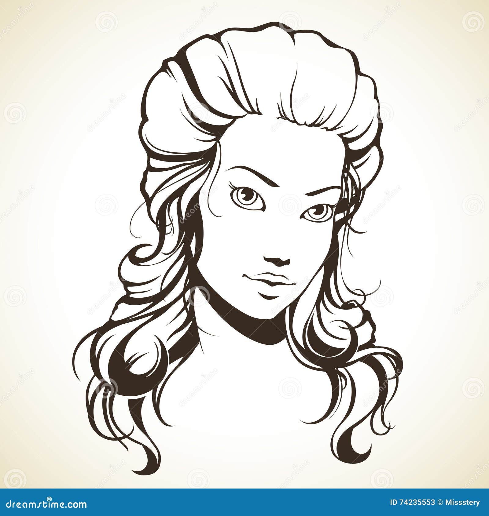 Graphic Girl with Beautiful Hair Stock Vector - Illustration of design ...