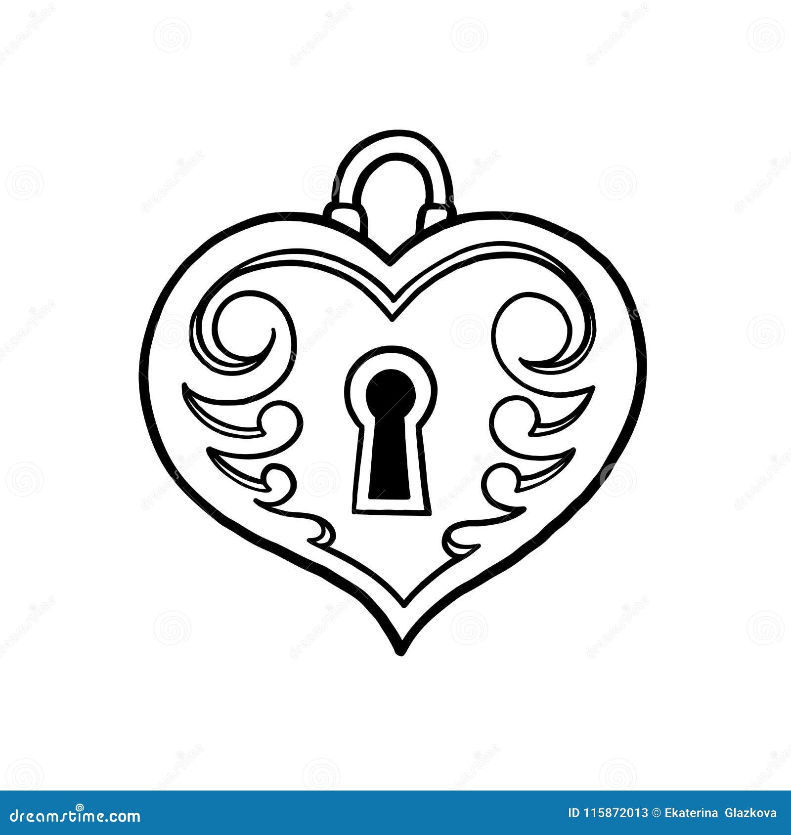 Graphic heart shaped lock stock vector. Illustration of glamour 115872013