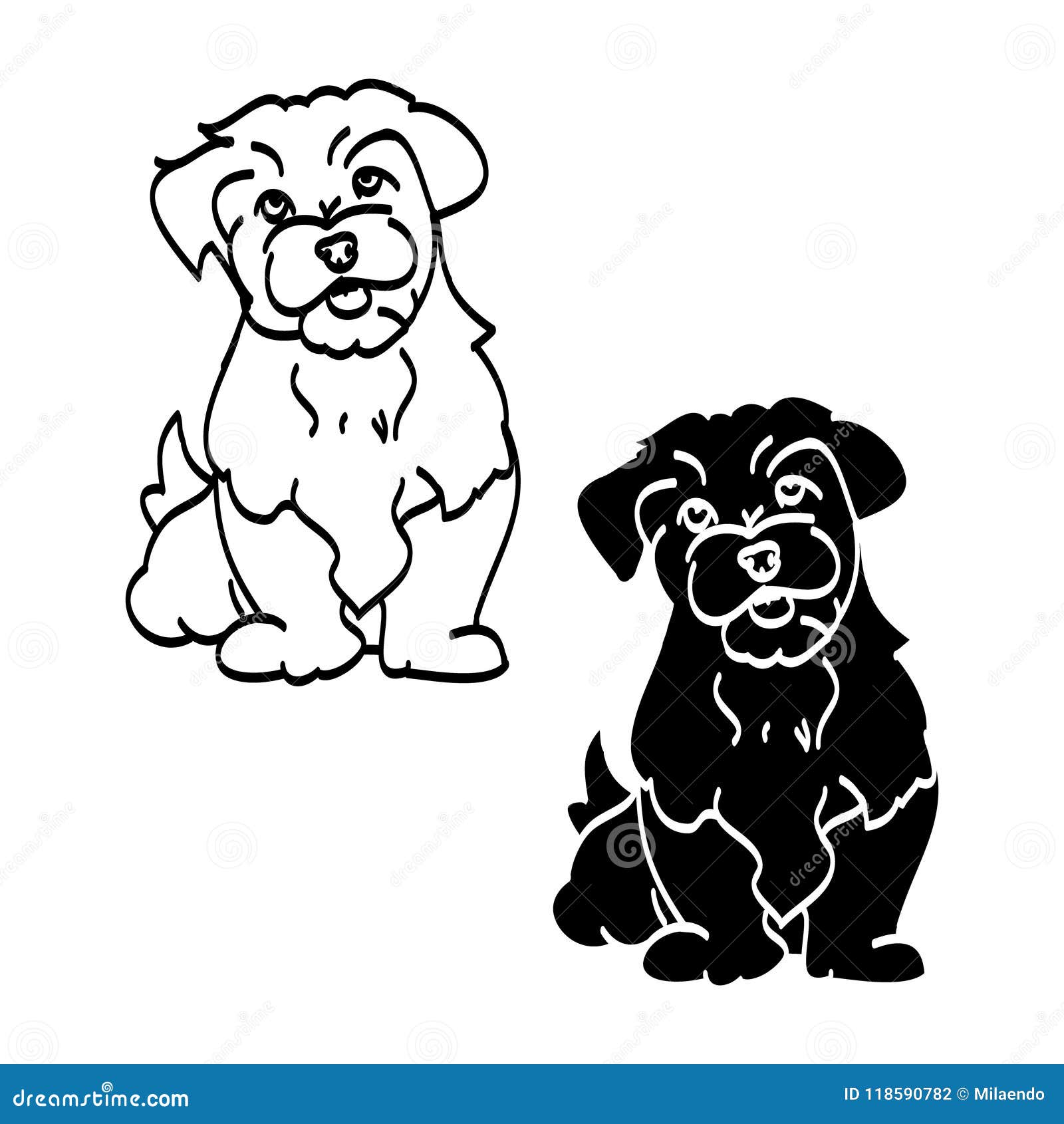 Graphic Image Of A Dog On A White Background Stock Vector