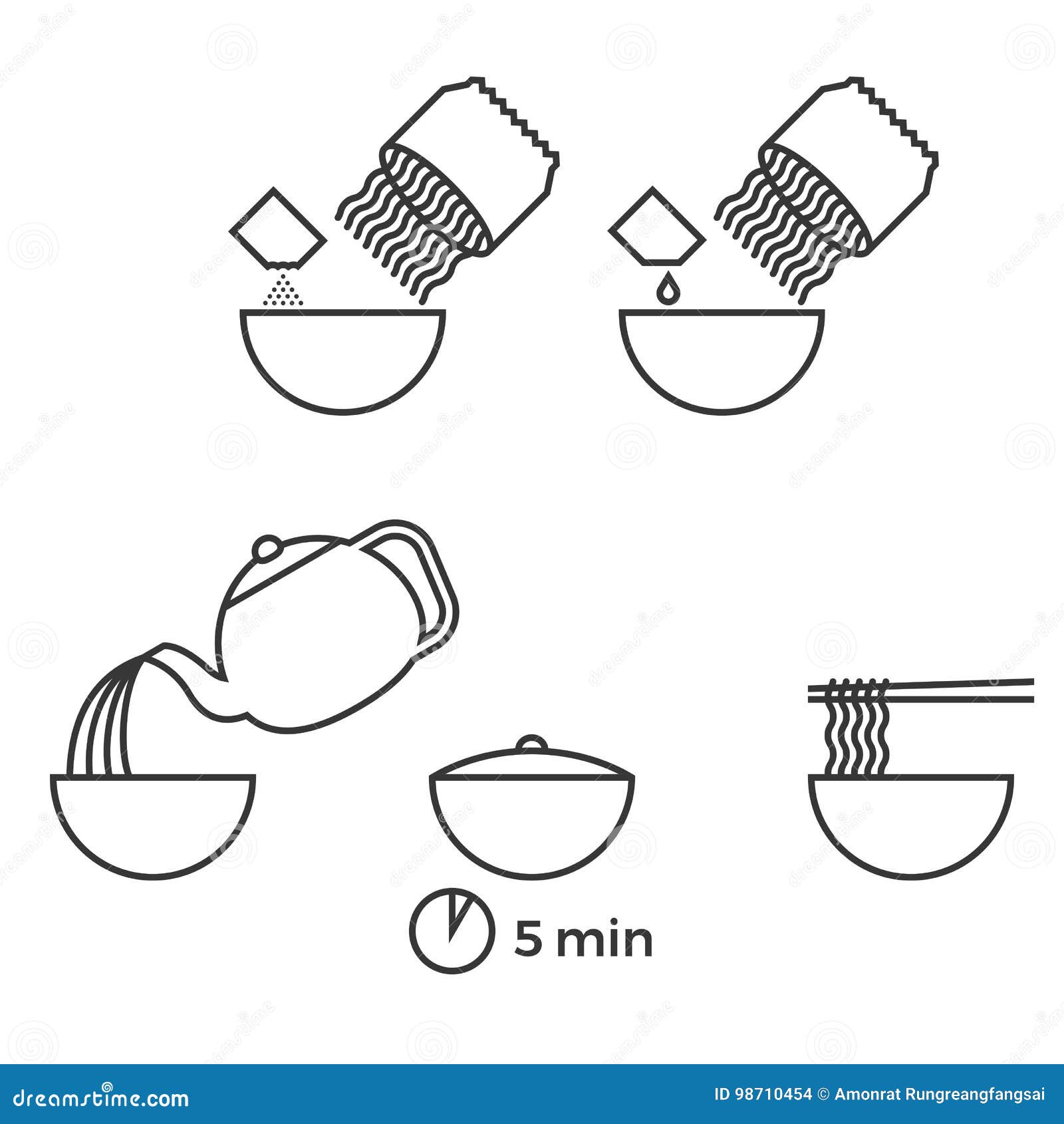 Graphic Info of Prepare Instant Noodle Stock Vector - Illustration of