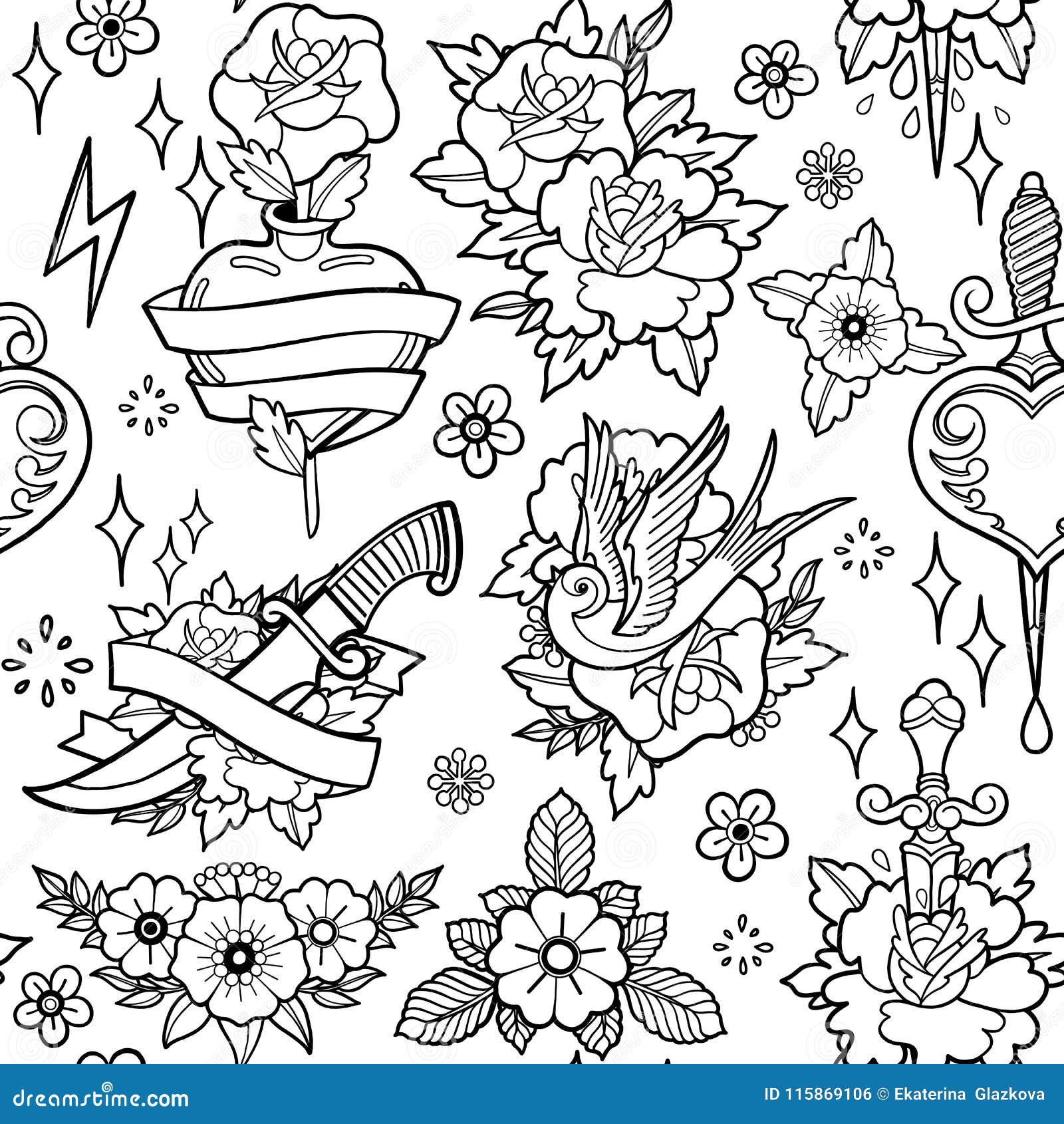 Graphic old school pattern stock vector. Illustration of knife - 115869106 Graphic old school pattern stock vector. Illustration of knife - 115869106