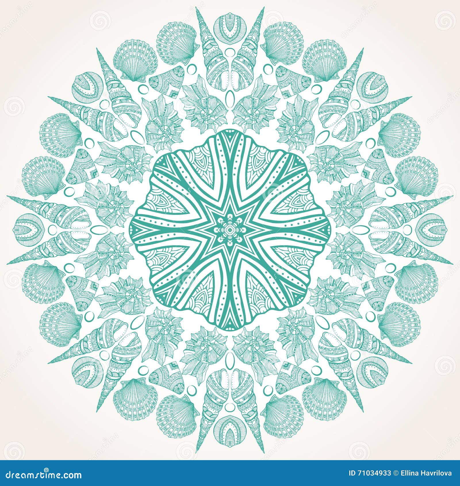 Download Graphic Round Ornament With Sea Shells Cartoon Vector ...