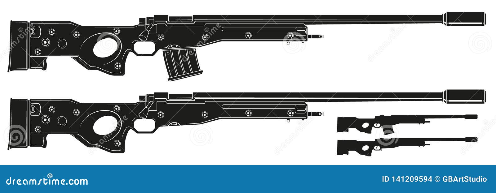 graphic silhouette sniper rifle with ammo clip
