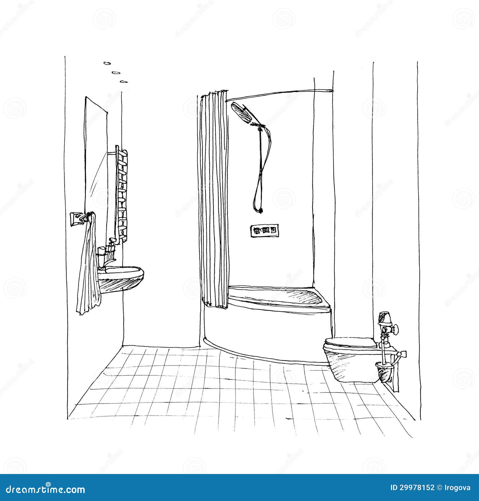 abstract sketch design of interior bathroom - Stock Illustration [20194997]  - PIXTA