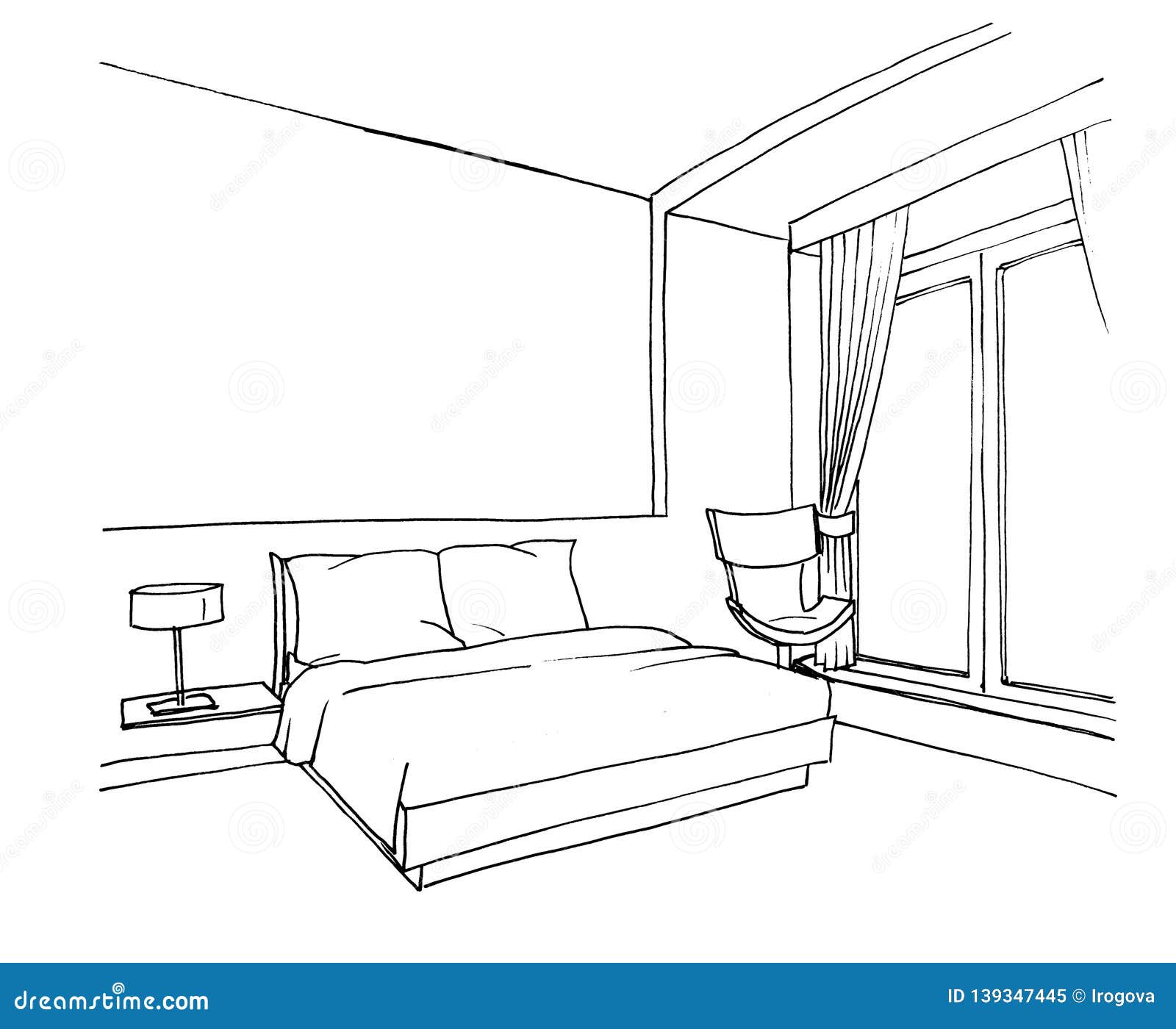 Graphic Sketch Bedroom Stock Illustration Illustration Of