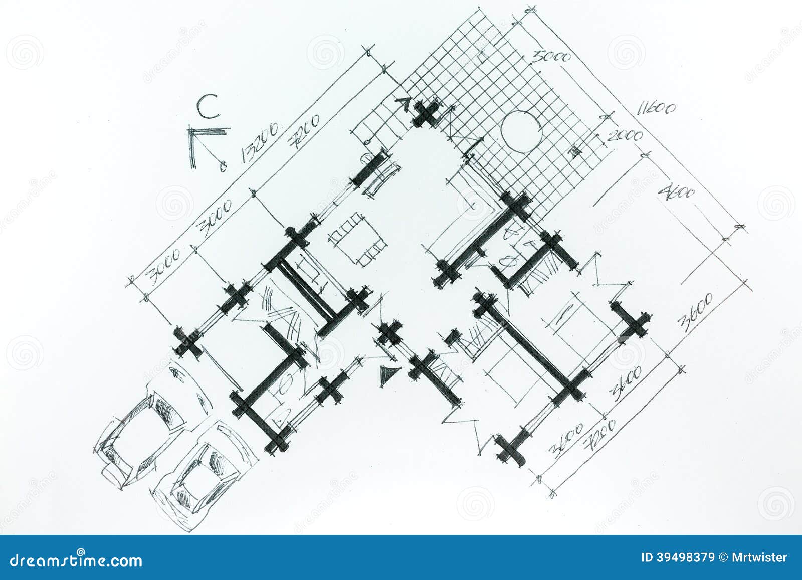 Graphic Sketch Of New  House  Stock Illustration 