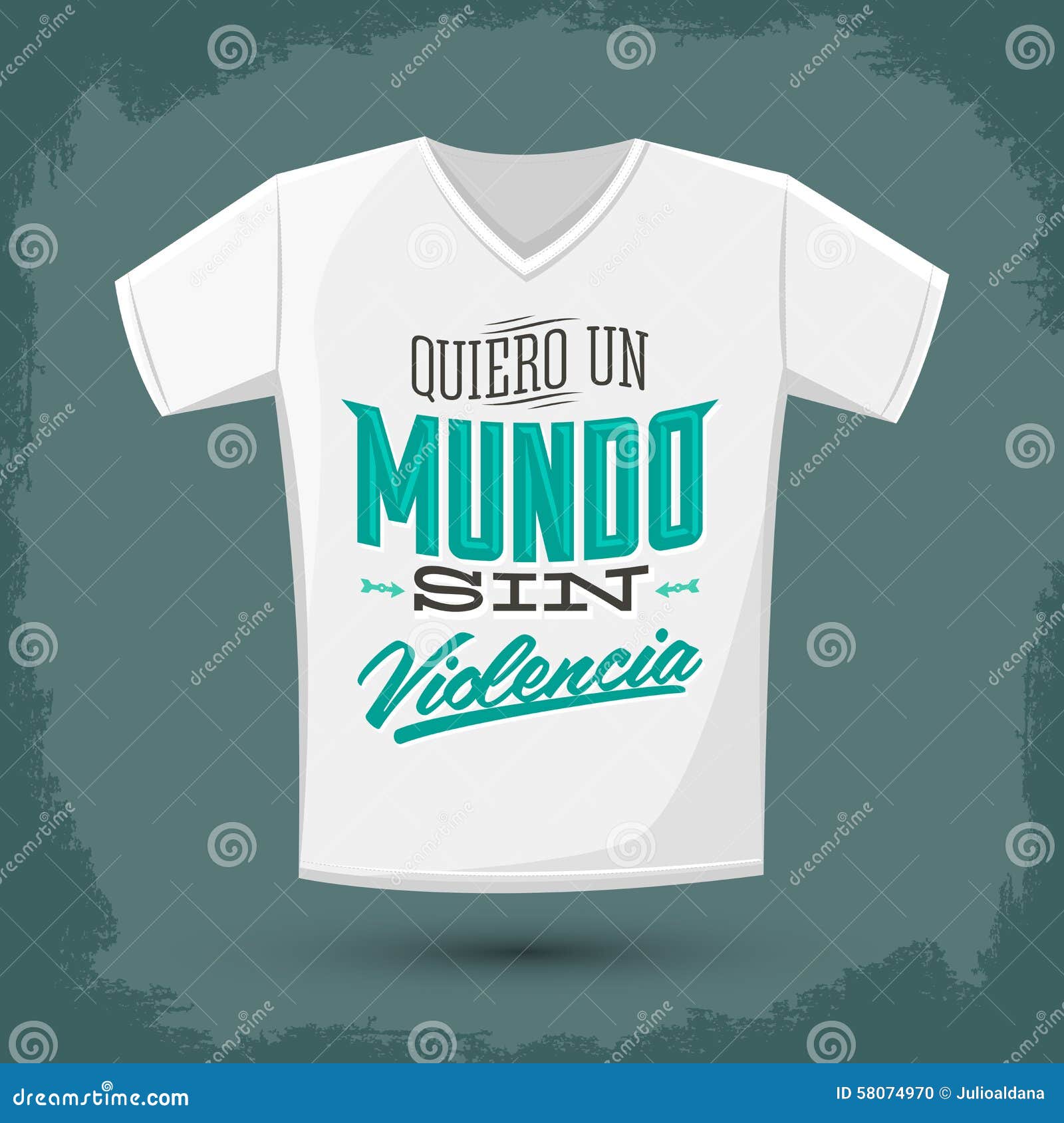 graphic t- shirt  - quiero un mundo sin violencia - i want a world without violence spanish text