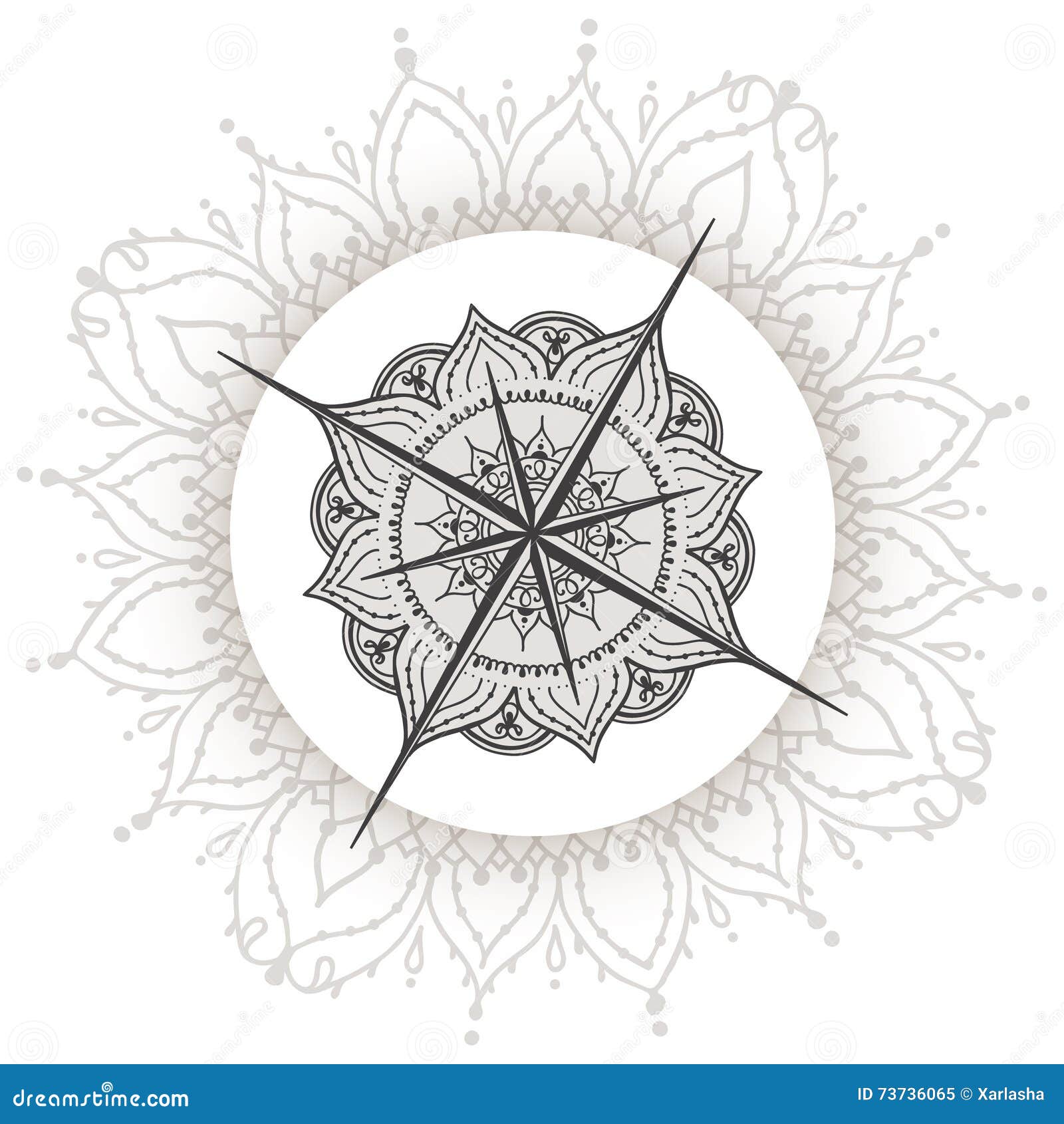 Nautical Anchor and Mandala Compass/Jpg/ Graphic by