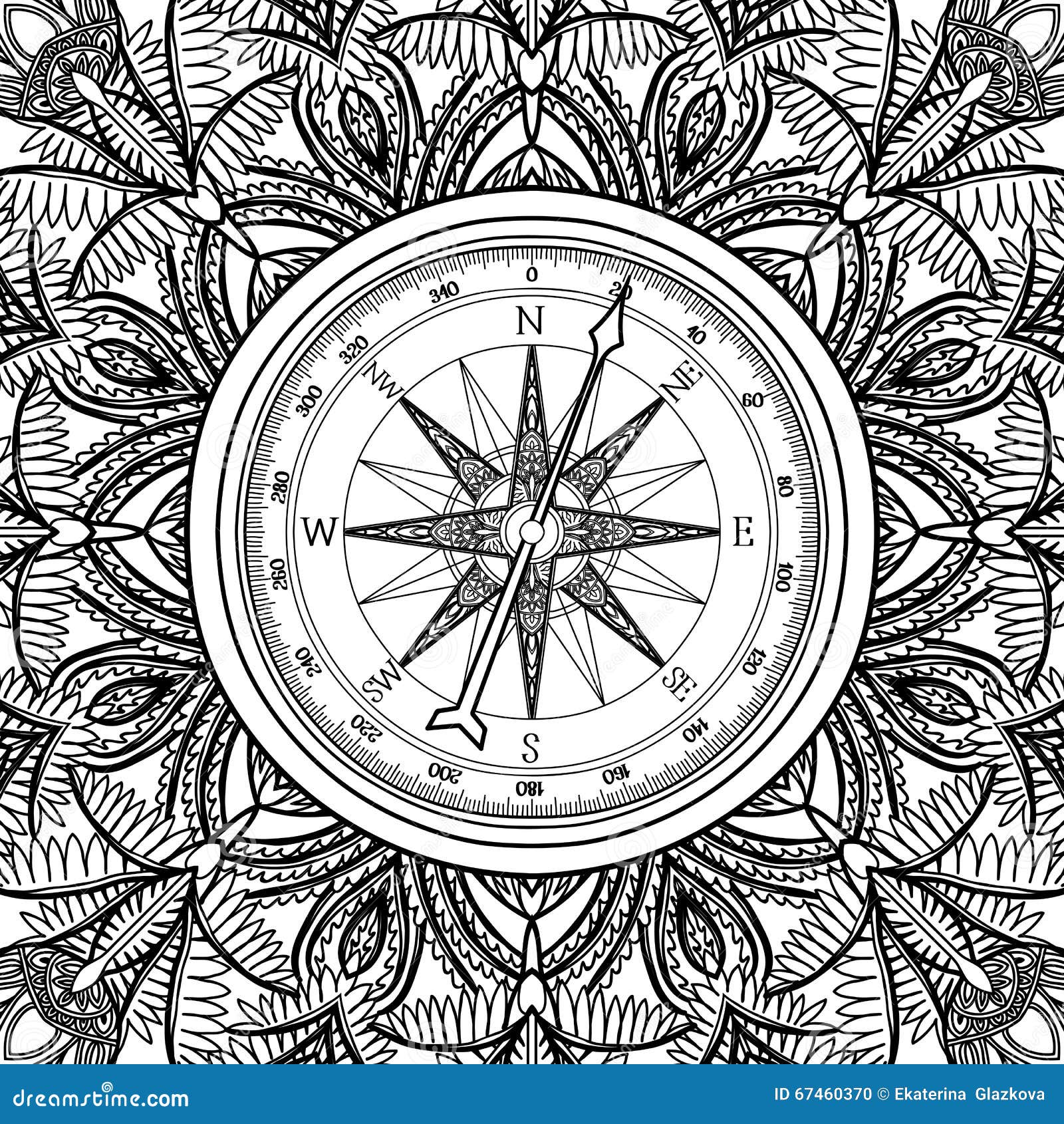 Graphic Wind Rose Compass Stock Vector - Image: 67460370