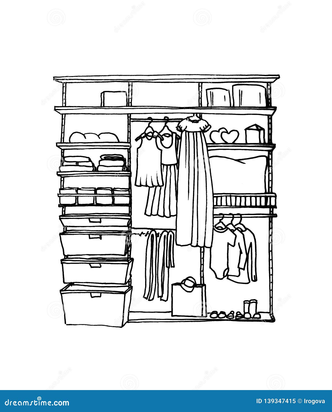 Graphical Sketch of Children`s Wardrobe Stock Illustration ...