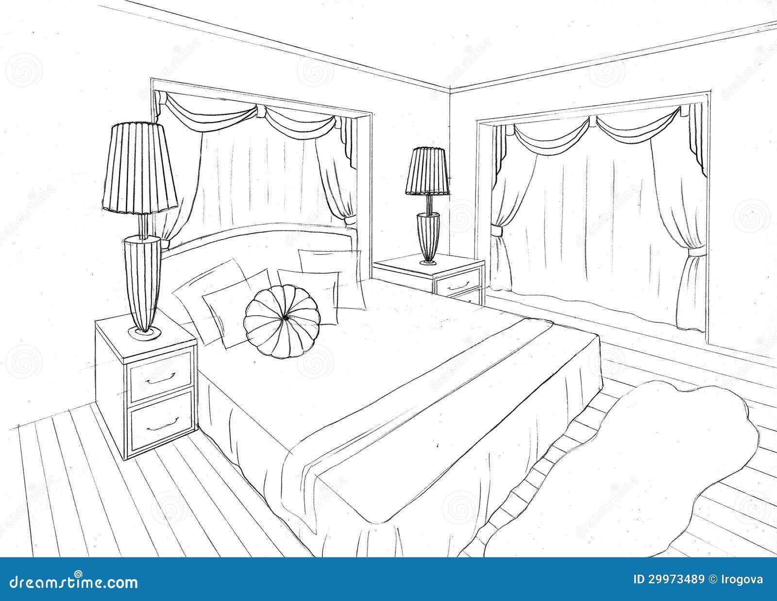 Graphical Sketch Of An Interior Apartment Royalty Free 