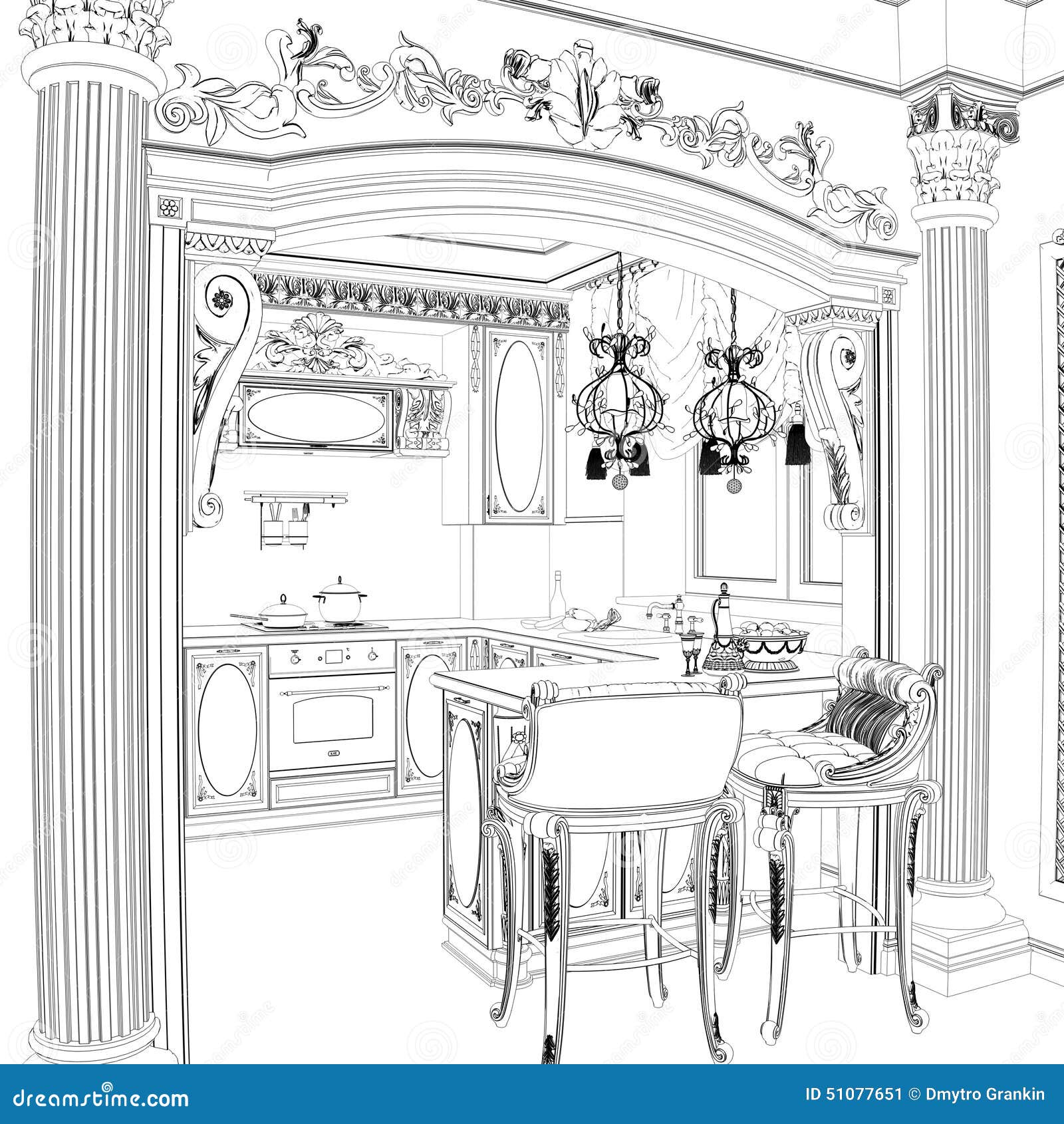 graphical sketch of an interior apartment.