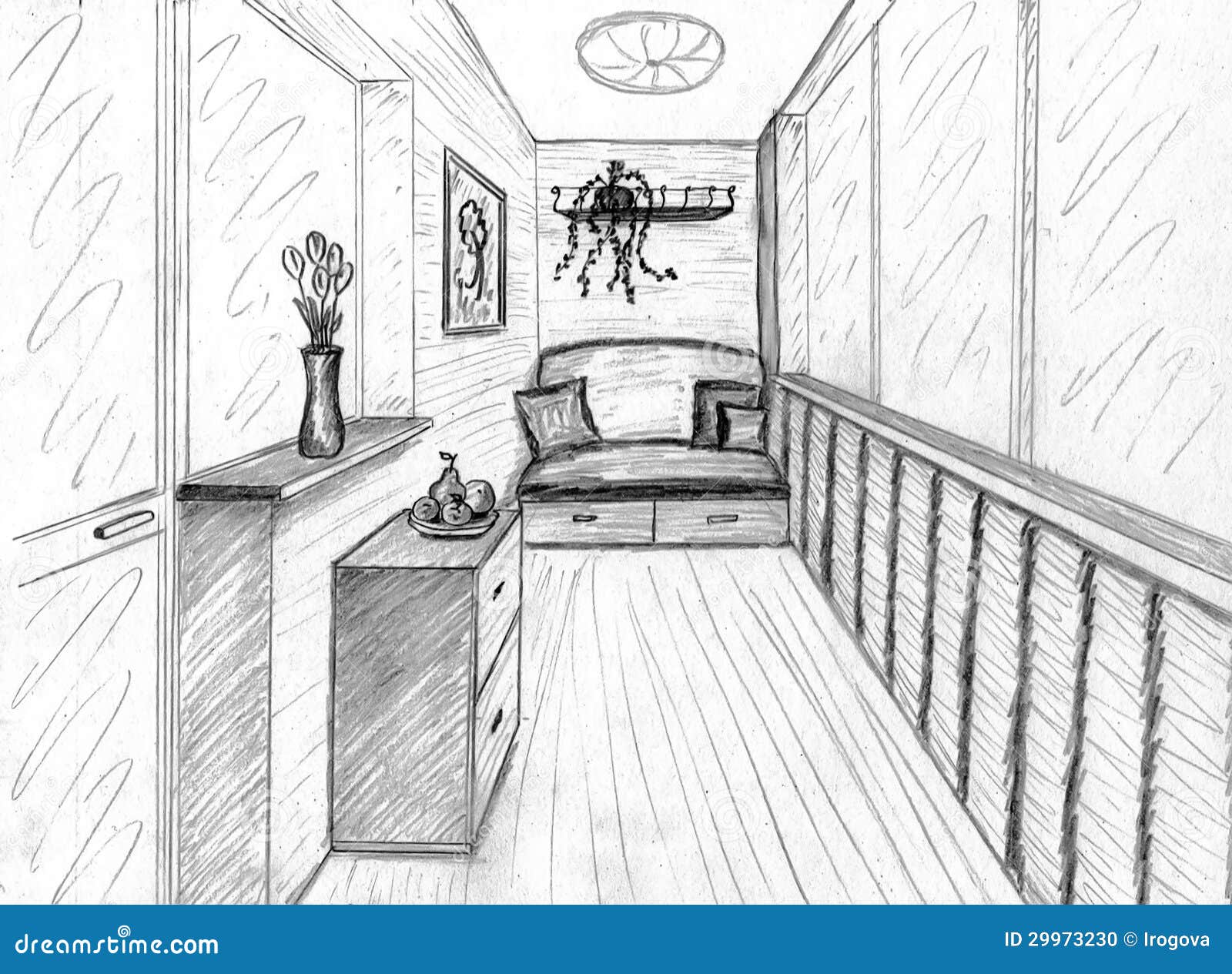 Room Balcony Graphic Black White Home Interior Sketch Illustration Vector  Stock Illustration  Download Image Now  iStock