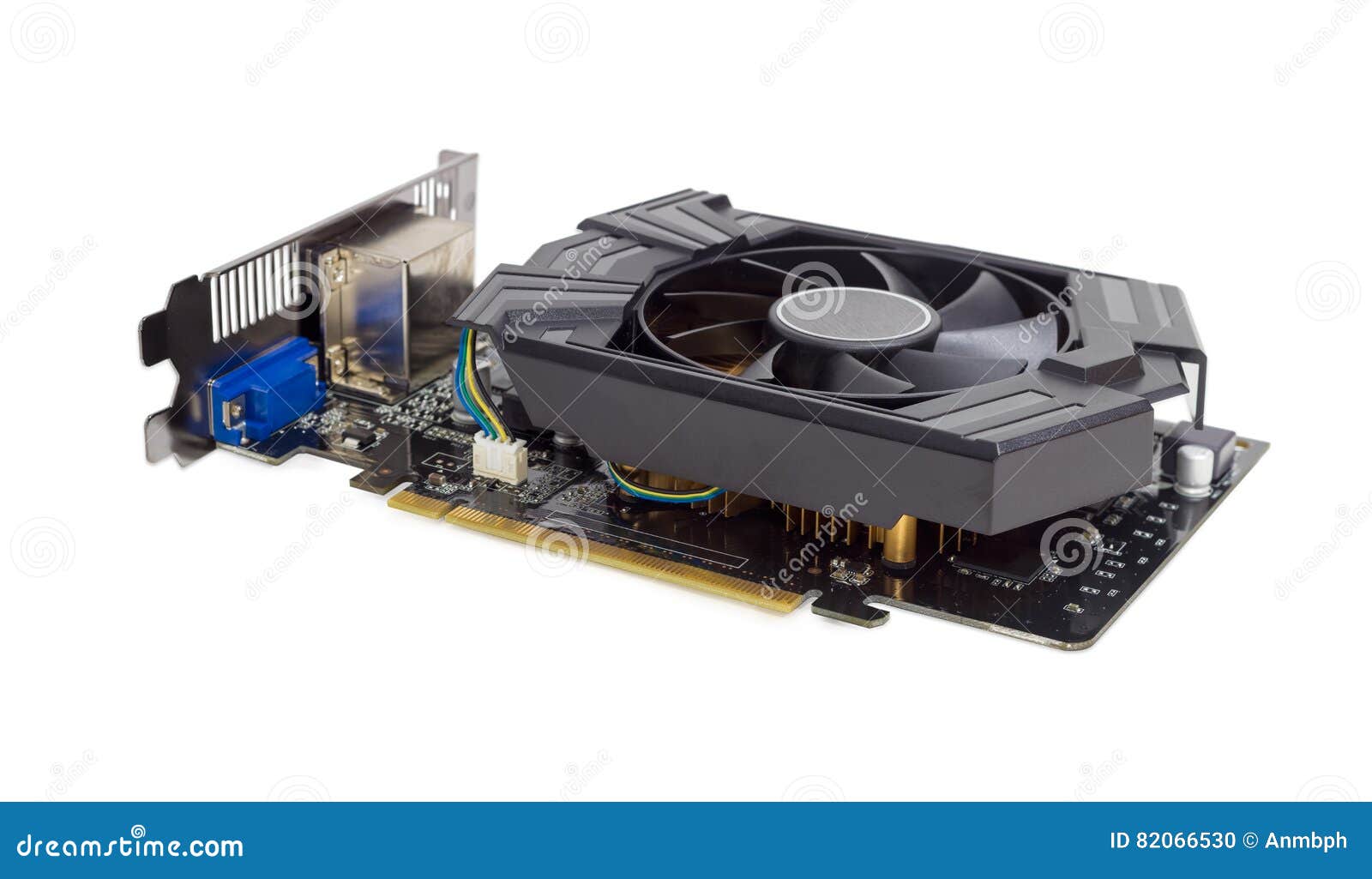 Graphics Card Equipped with Heat Sink with Fan Stock Photo Image of
