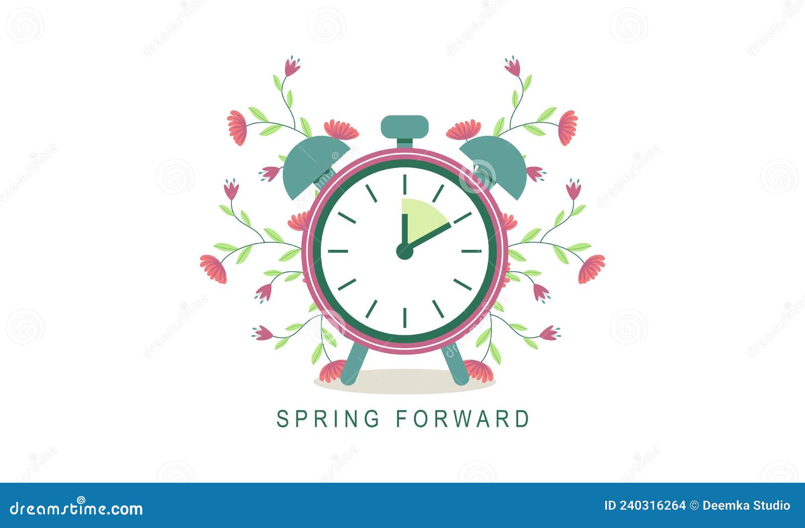 Spring Forward Fall Back Illustration with Clock Stock Illustration