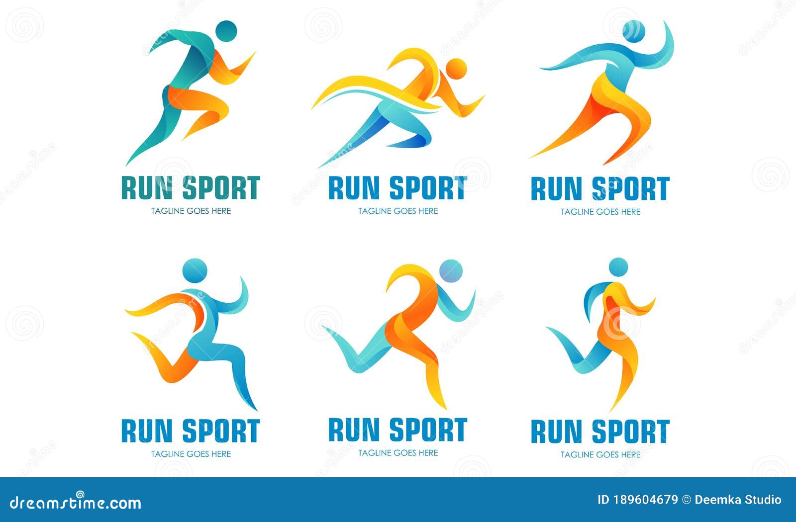 Set of Sports Logos, Running Logo with Abstract Shapes Stock ...