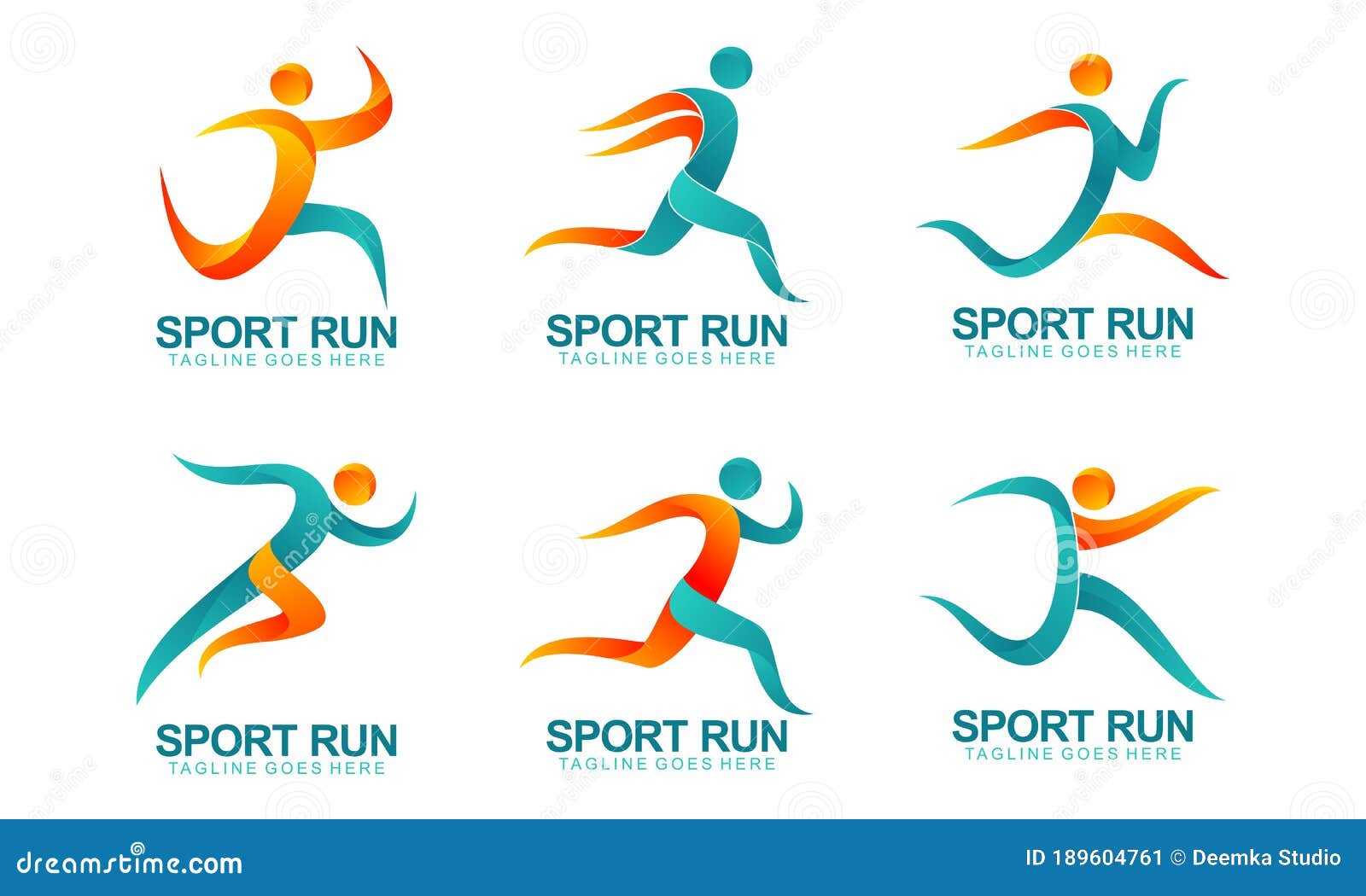 Set of Sports Logos, Running Logo with Abstract Shapes Stock Vector ...