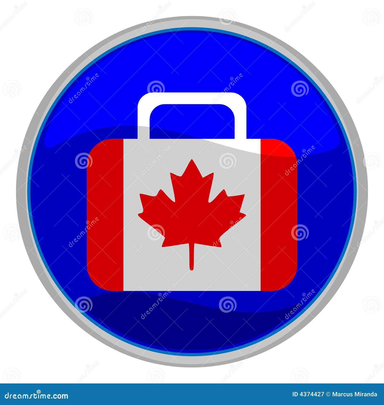 Graphisme de valise d'indicateur du Canada. Dirigez l'illustration d'un graphisme lustré d'une valise sous forme d'indicateur canadien