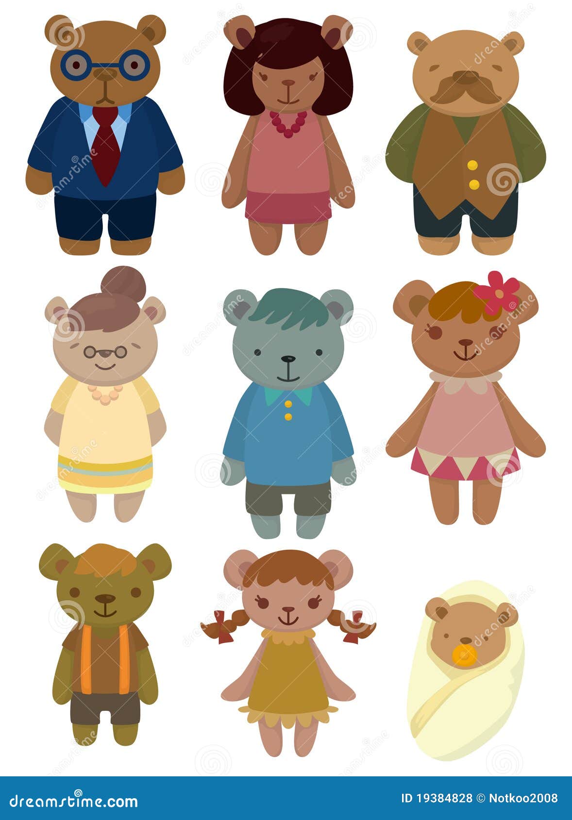 photos libres de droits graphisme réglé de famille d ours de dessin animé image