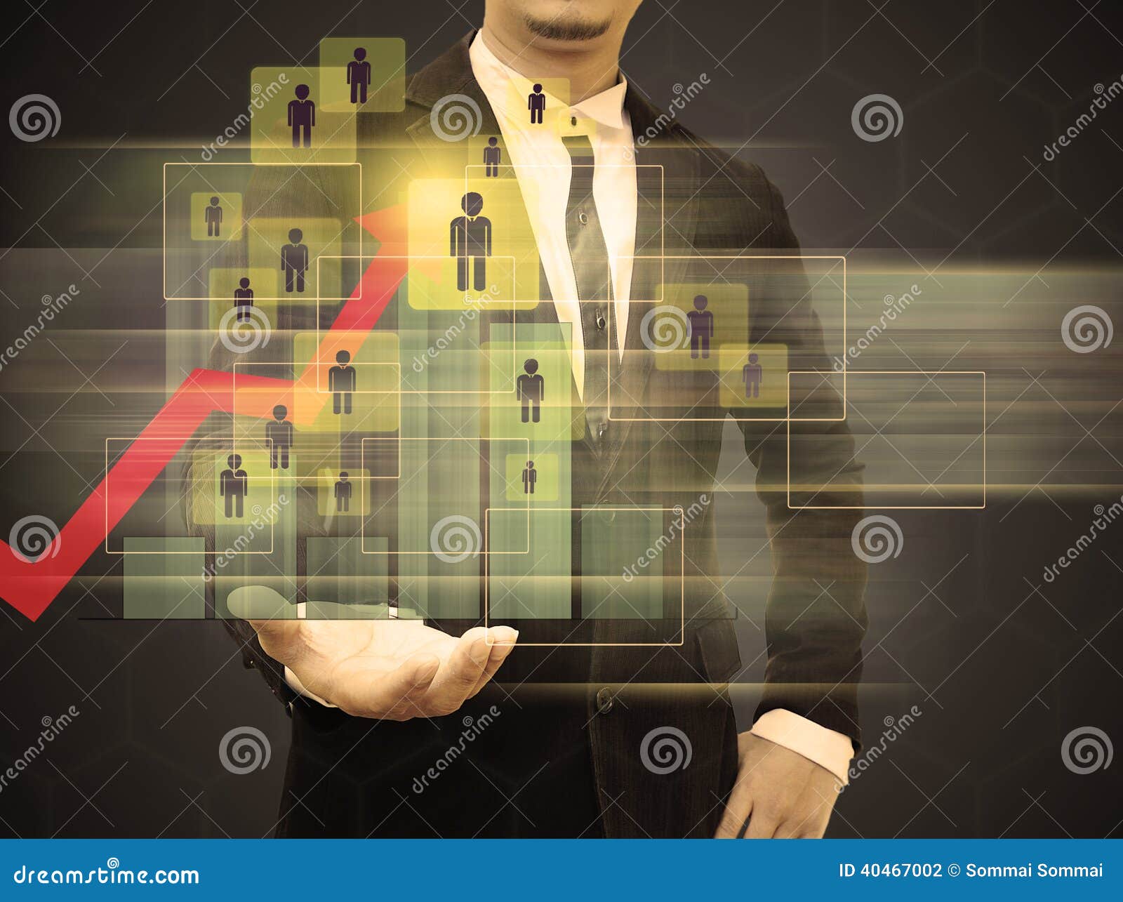 Graphs on the hands of businessmen. Graphs on the hands of businessmen business growth Concept.