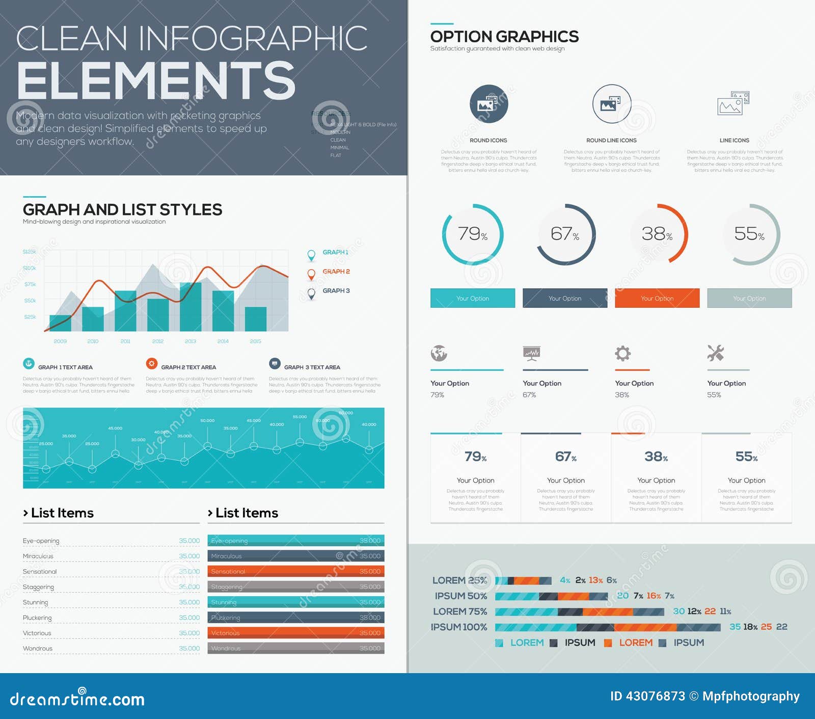 graphs and pie charts for infographic  data visualization