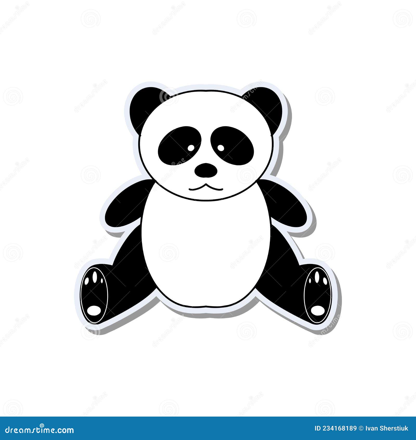 Grappige Sticker Met Een Panda. Pictogram Zwart - Wit Panda. Goed Voor ...