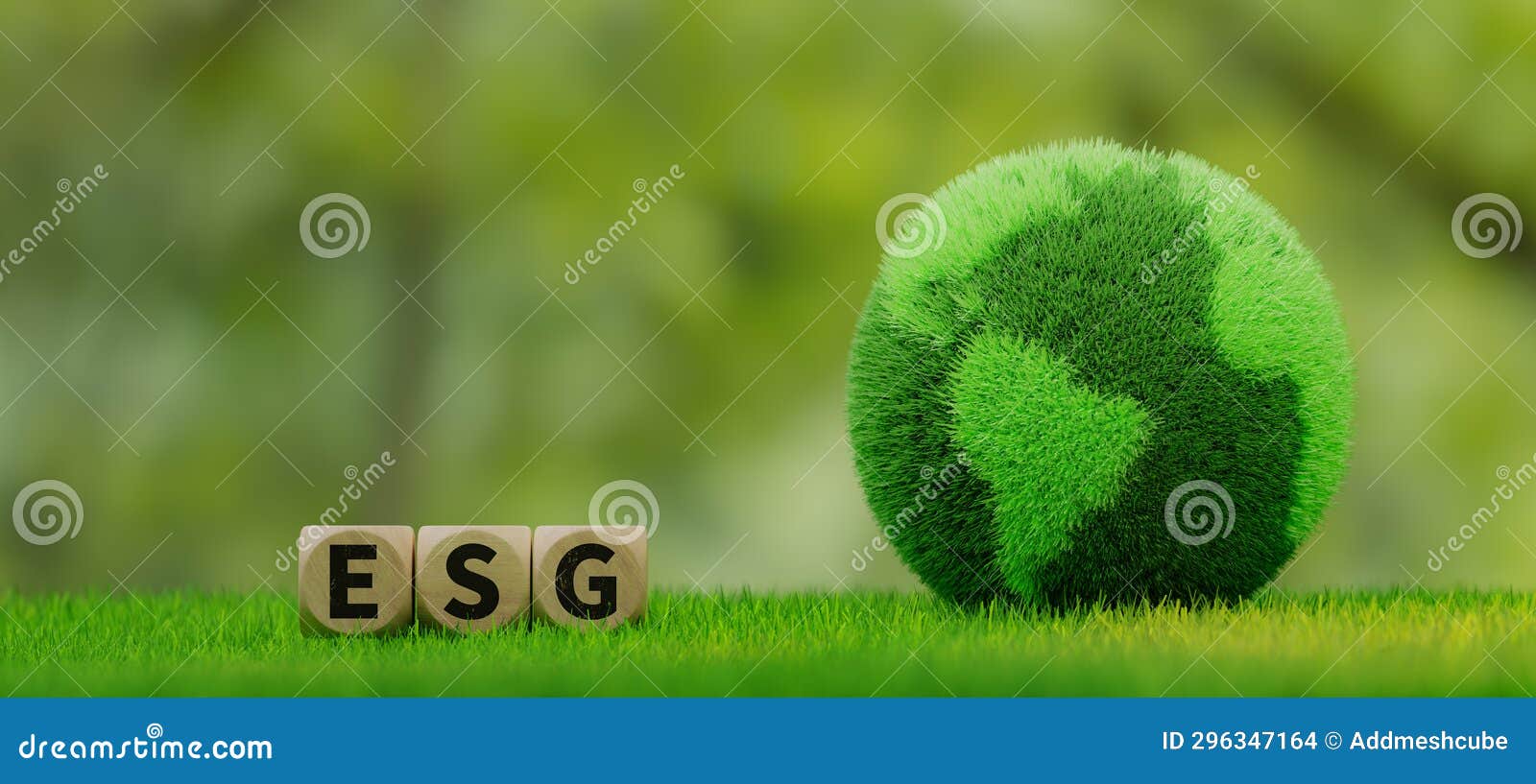 Grasscovered Forest Earth and ESG,3d Rendering Stock Illustration