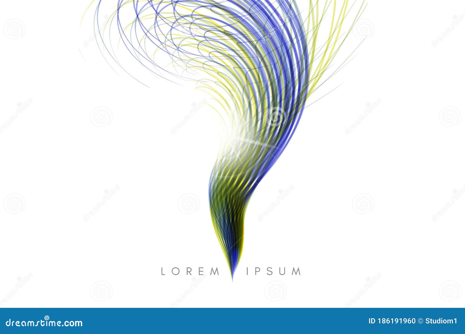 Grass. Curved Lines with Perspective Effect. Optical Fiber. 3d Abstract