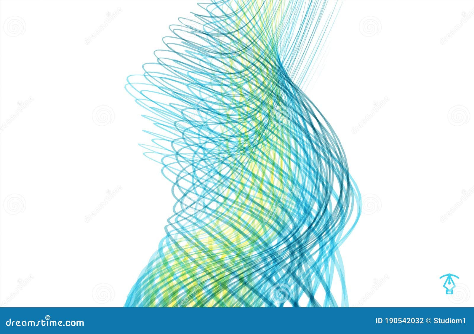 Grass. Curved Lines with Perspective Effect. Optical Fiber. 3d Abstract