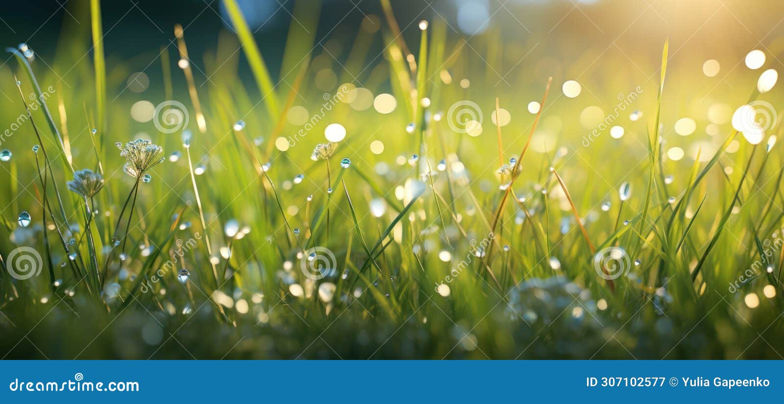 grass with dew drops, serene atmospheres
