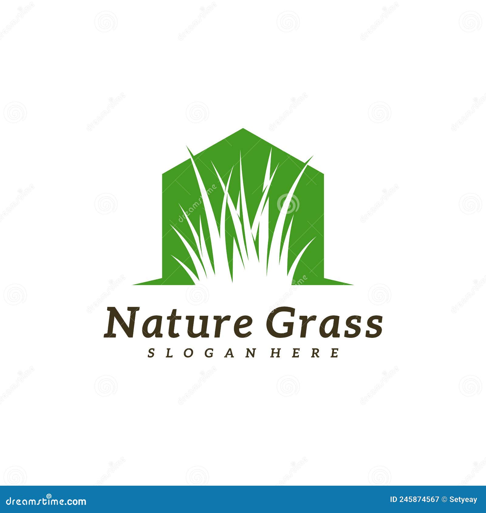 Grass Home Logo Design Vector, Creative Grass Logo Design Template
