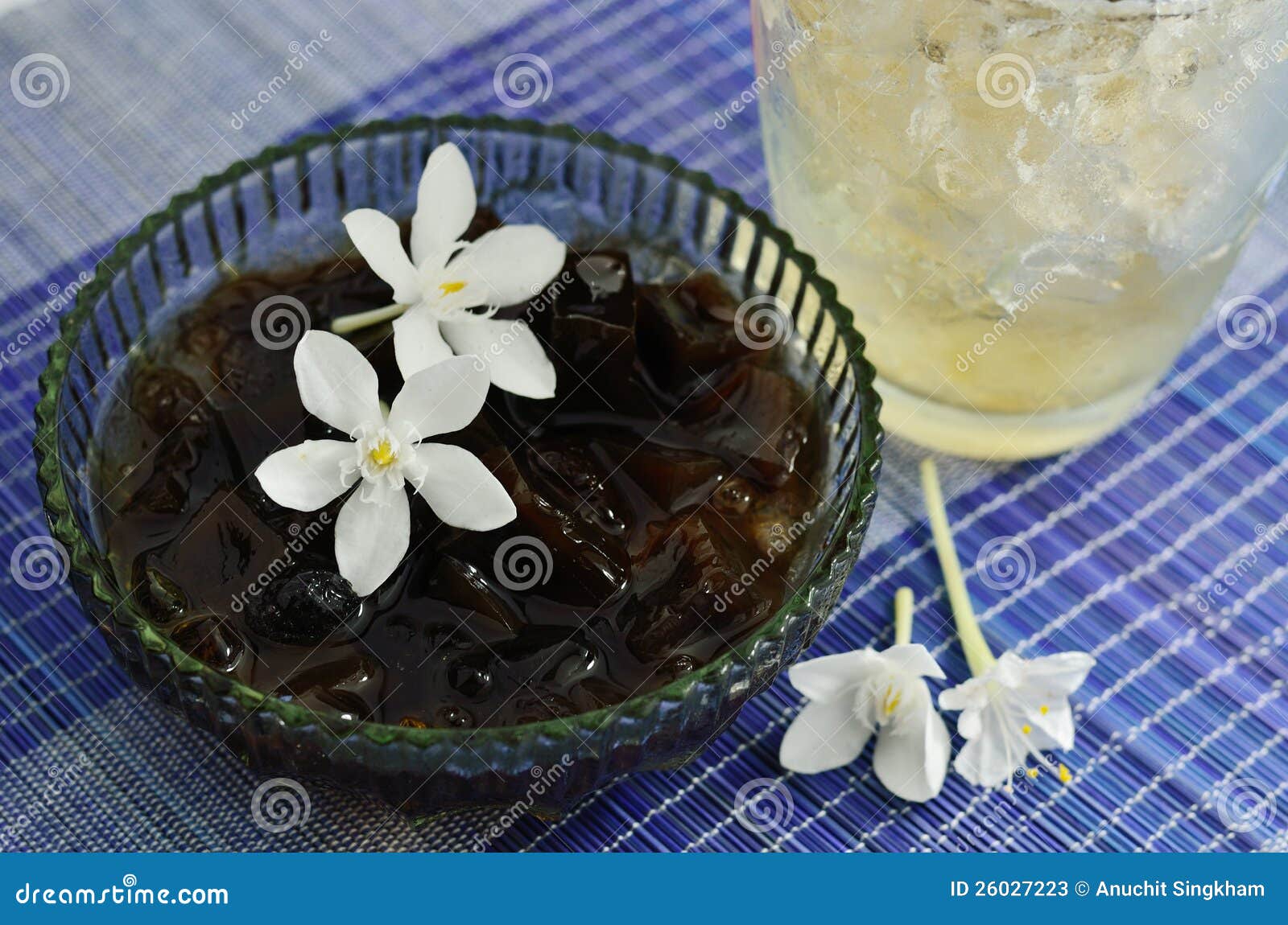 Grass Jelly Dessert, Herbal Gelatin, Chinese Style. Stock Image