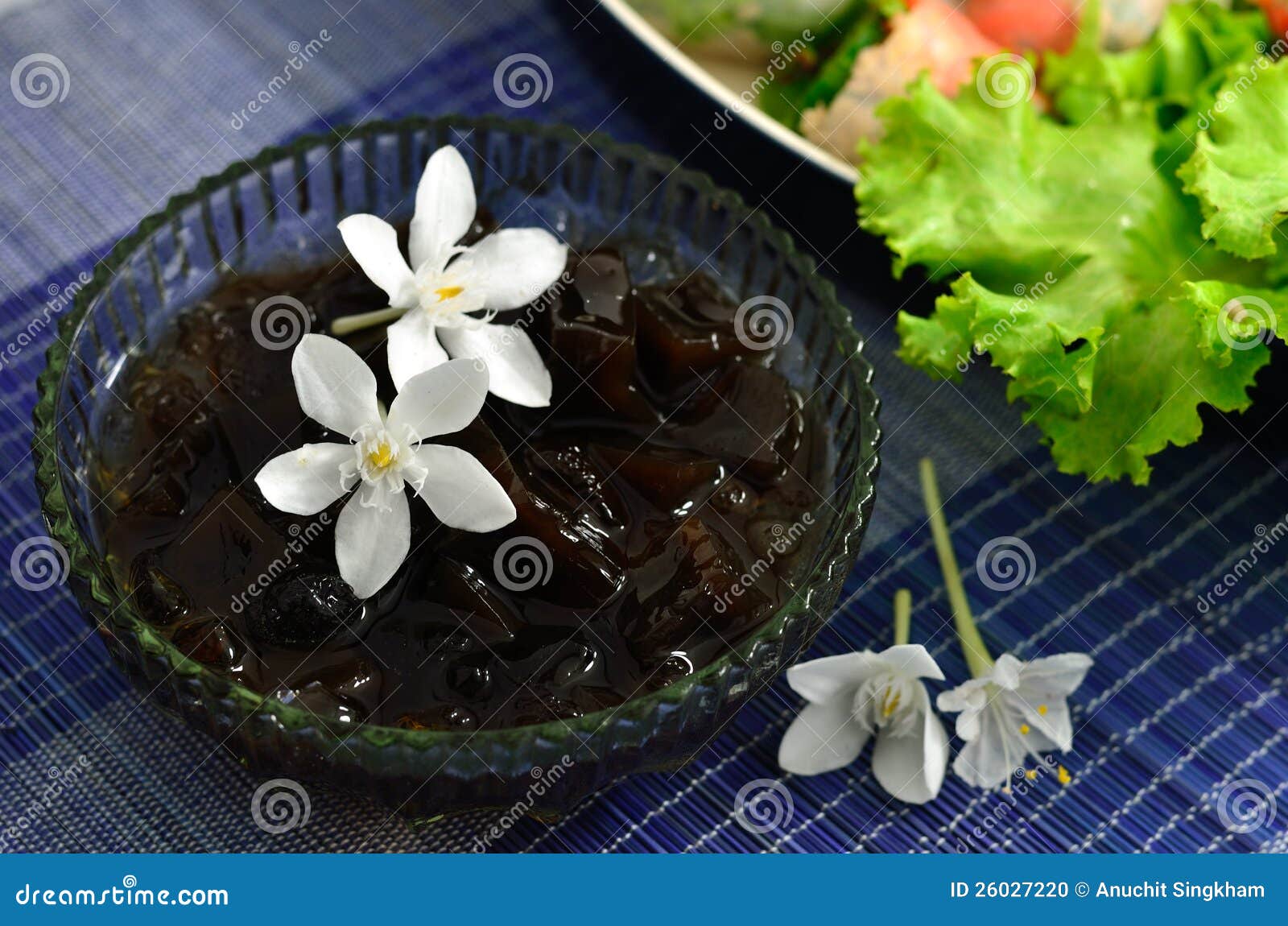 Grass Jelly Dessert, Herbal Gelatin, Chinese Style. Stock Image