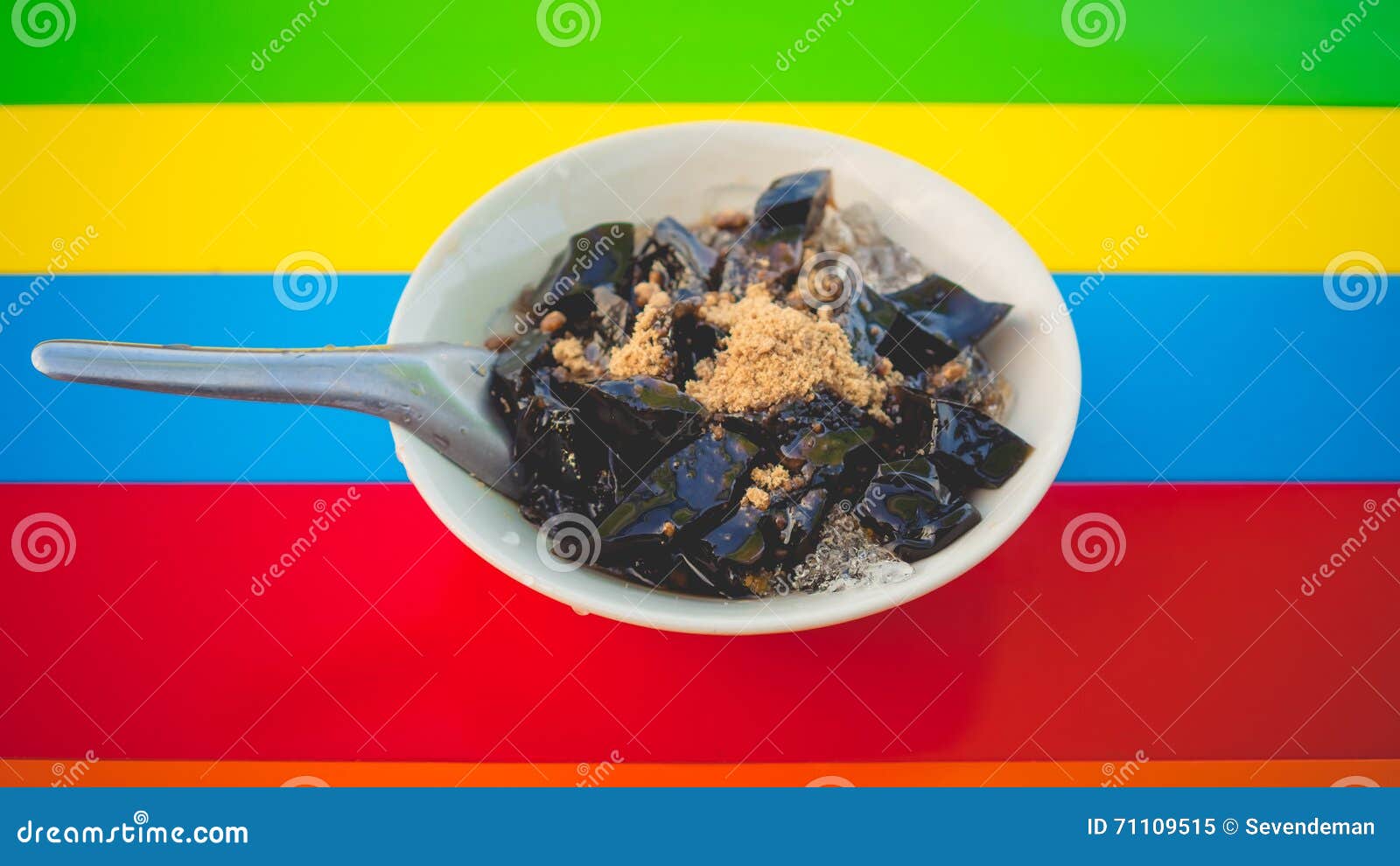 Grass jelly in foam cup. stock image. Image of dessert 71109515