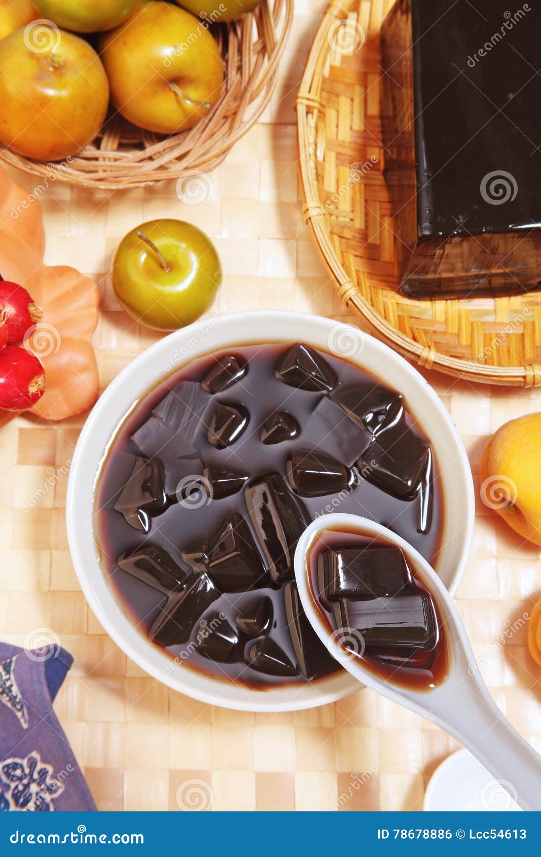 Grass Jelly Dessert, Herbal Gelatin, Chinese Style. Stock Image