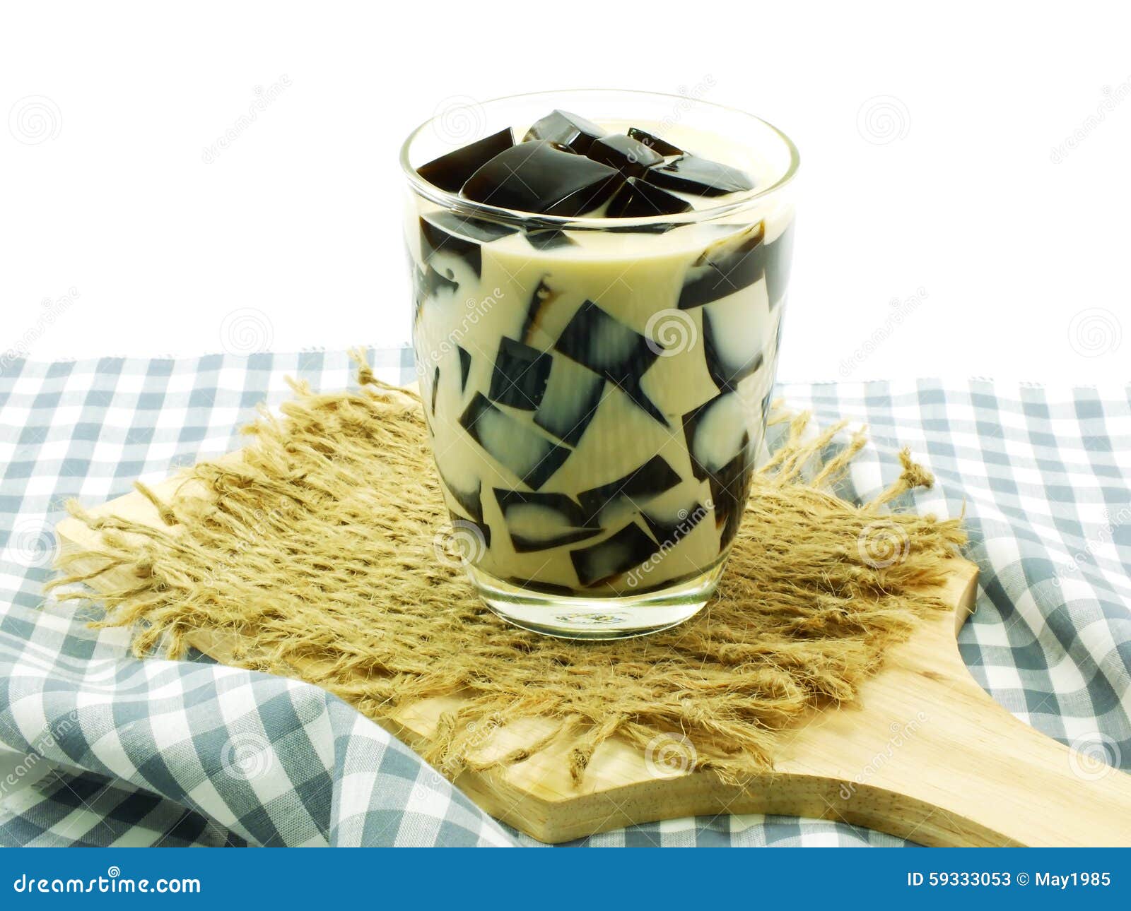 Grass jelly with soy milk stock image. Image of summer 59333053