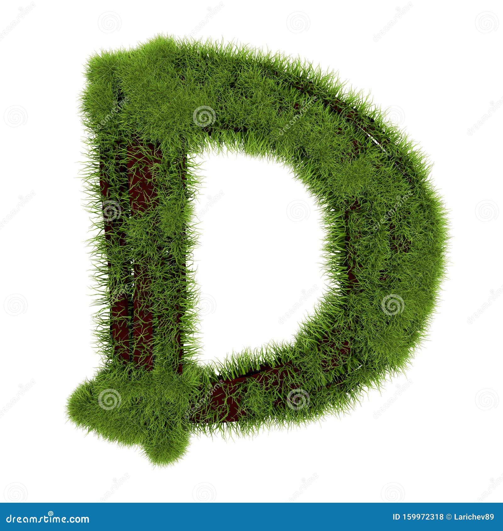 Grass Letter D Isolated on White Background. Symbol Covered Green Grass ...