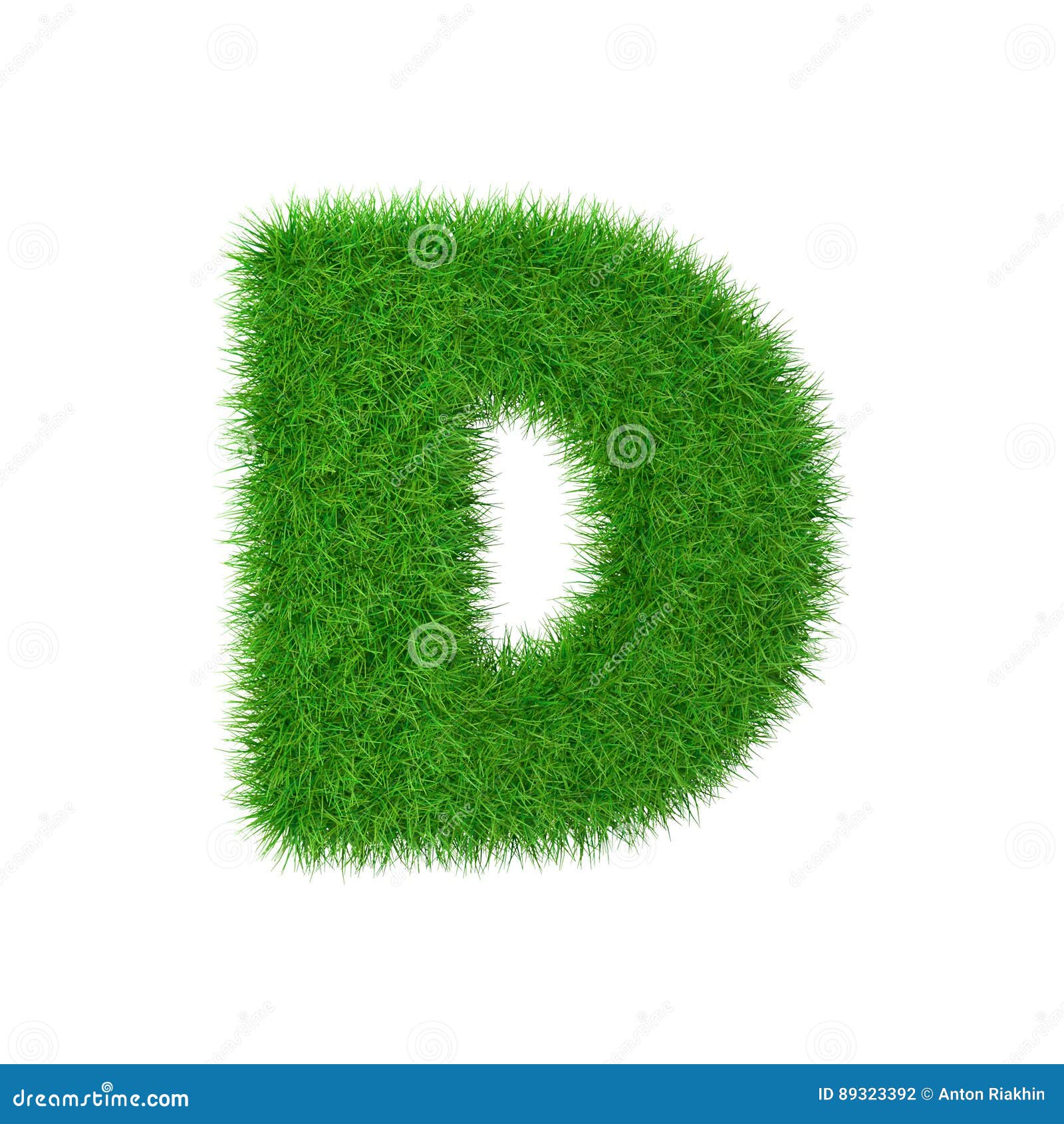 Grass Letter D Isolated on White, 3d Illustration Stock Illustration ...