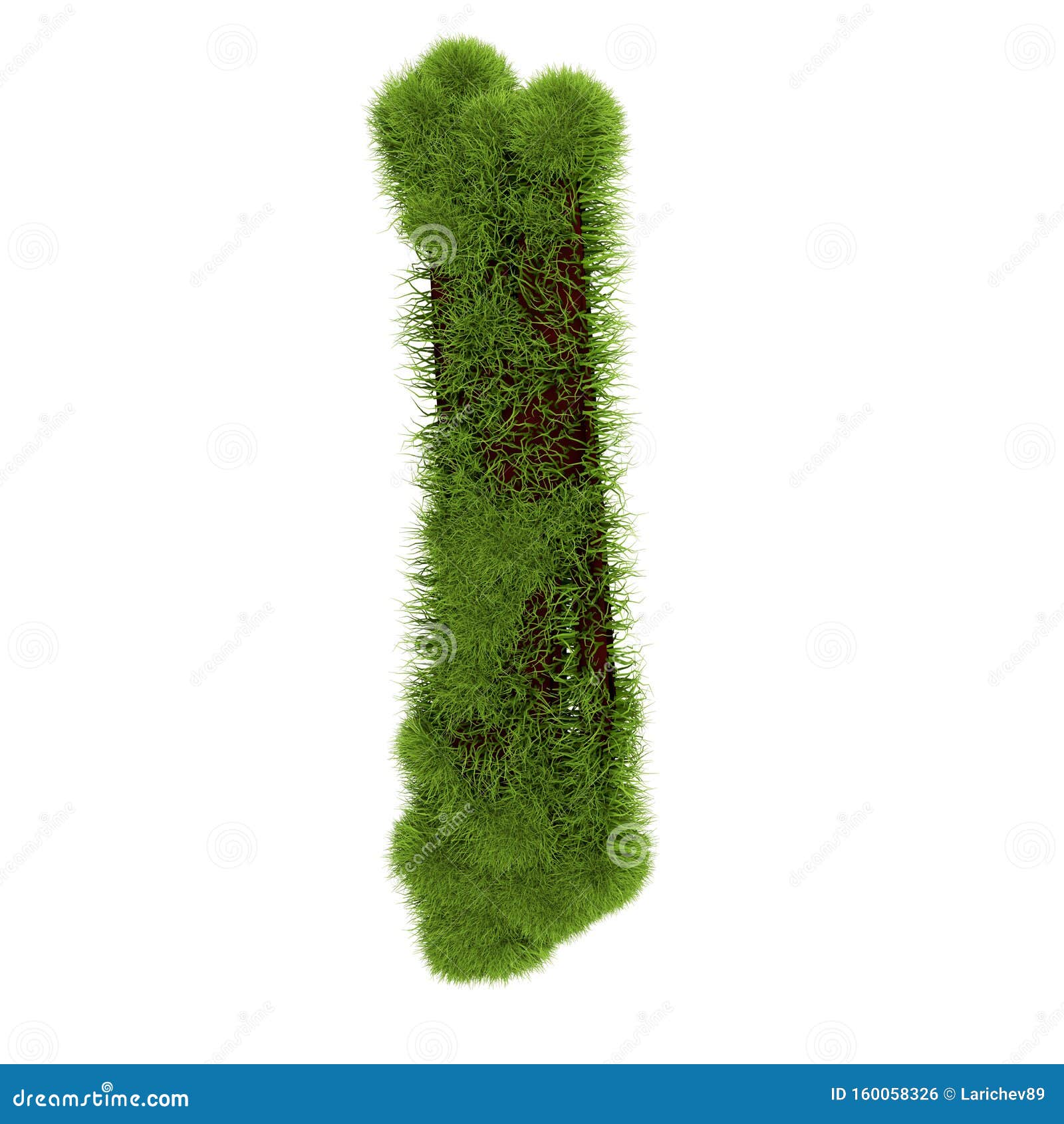 Grass Letter I Isolated on White Background. Symbol Covered Green Grass ...